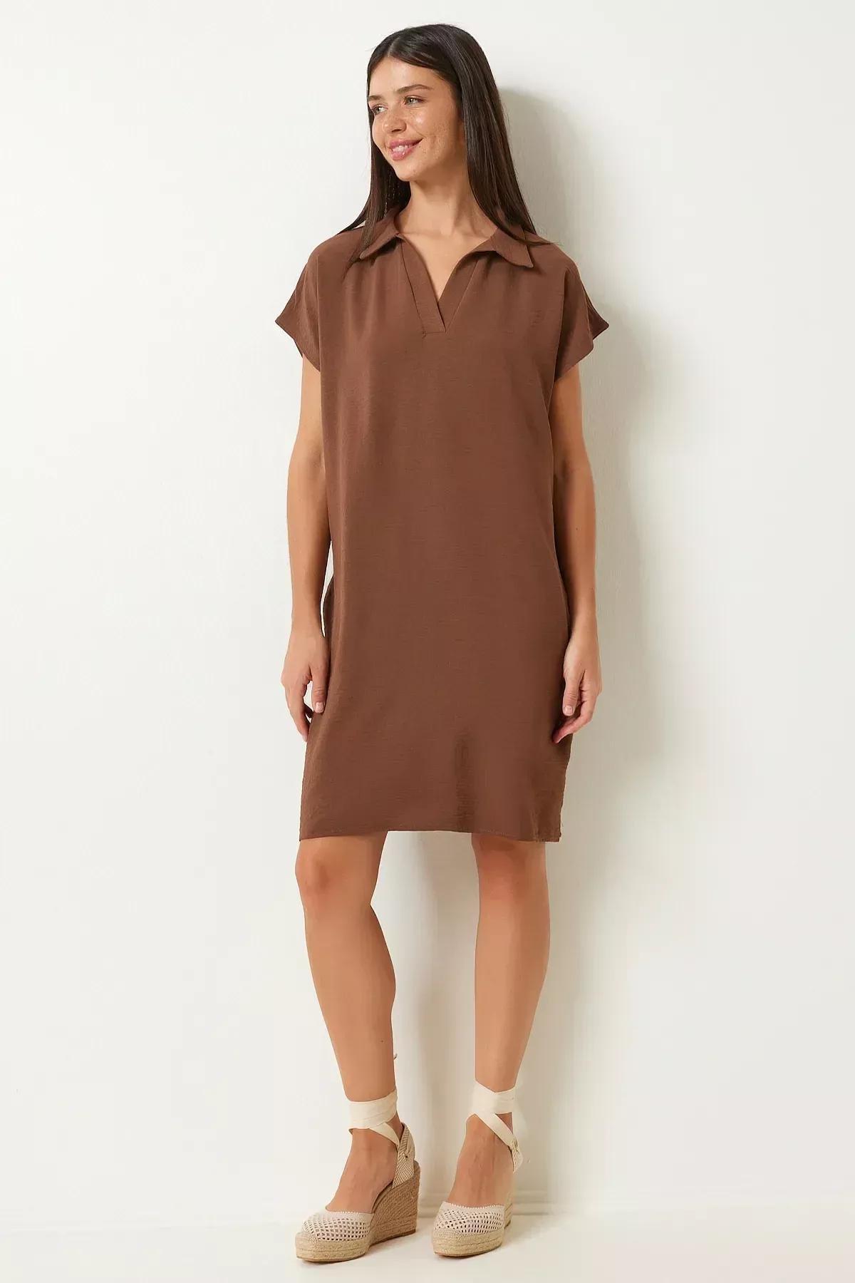 Brown Textured Shirt Dress TO00138, Brown, large image number 2