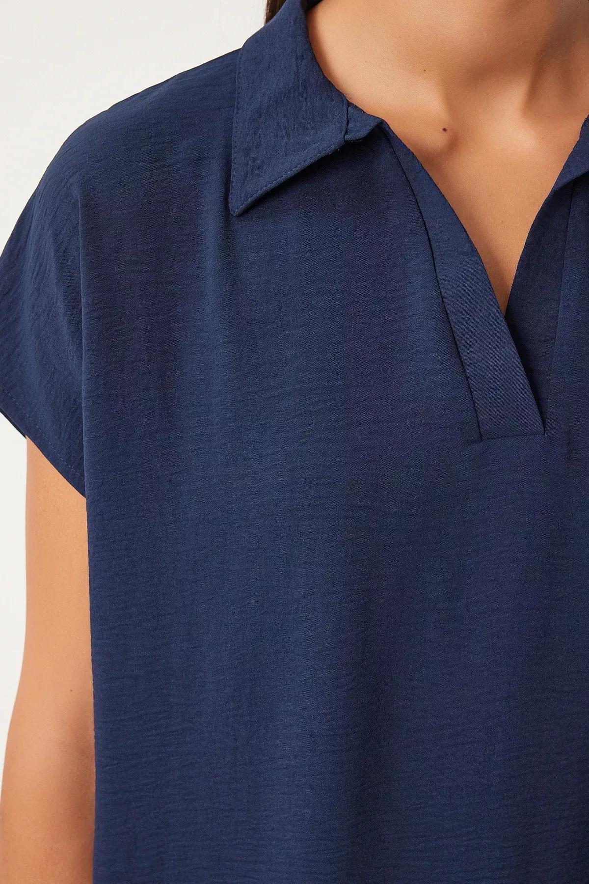 Dark Navy Blue Plain Shirt Dress, Dark Navyblue, large image number 2