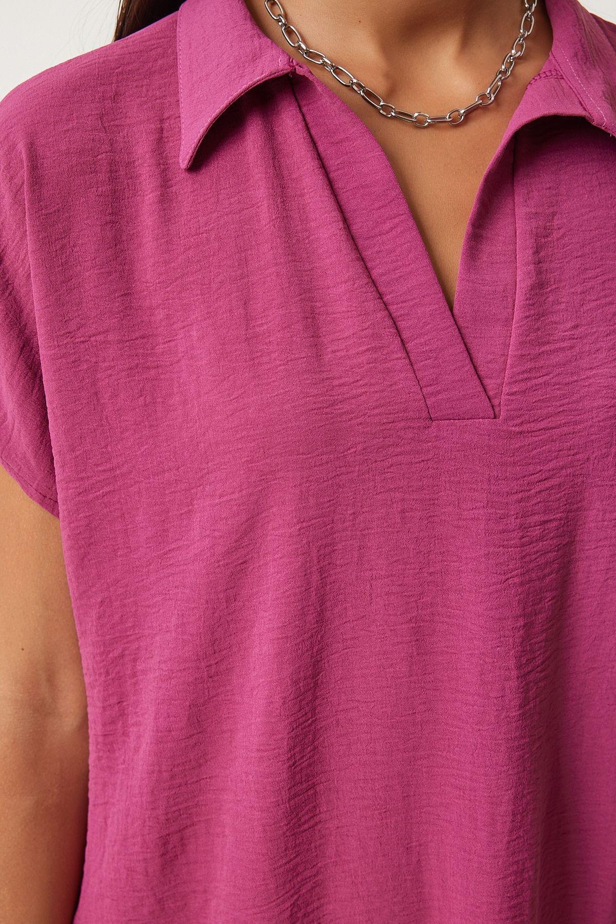 Purple Polo Neck Summer Linen Dress, Plum, large image number 3
