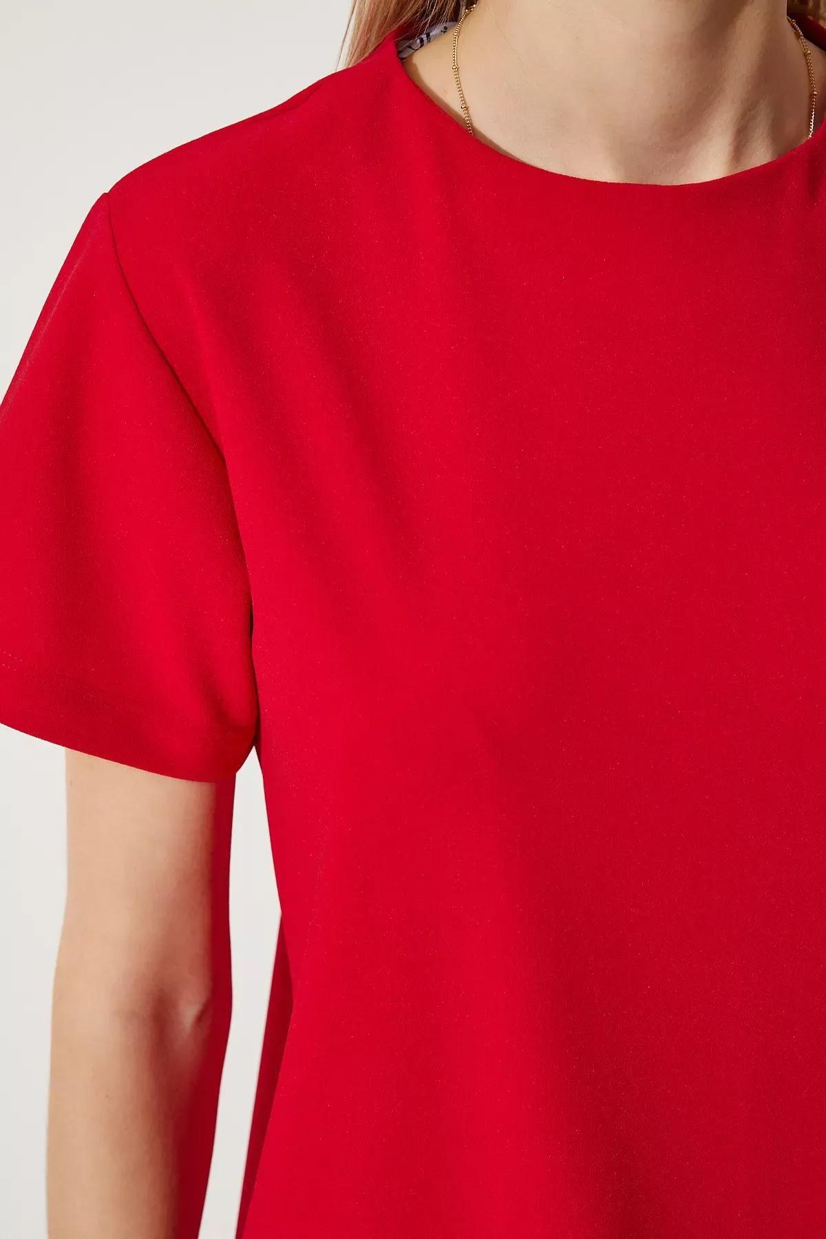 Red Plain Shift Mini Dress, Red, large image number 2