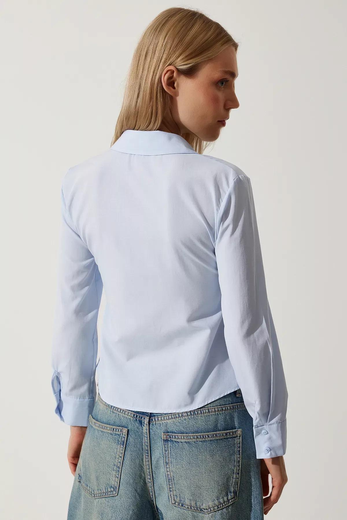 Blue Gathered Shirt, SKY BLUE, large image number 4