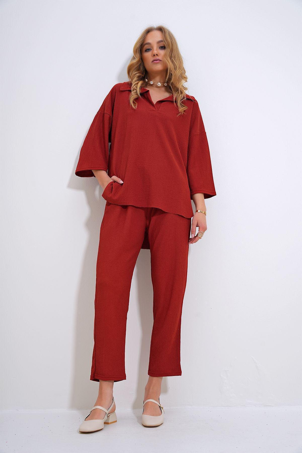 Oversize Blouse and Trousers Set, Tile, large image number 2