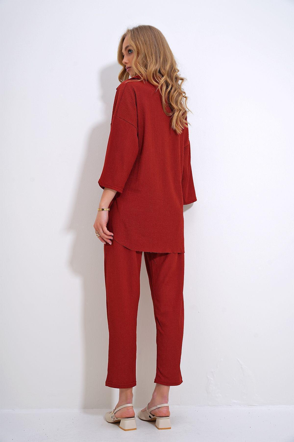 Oversize Blouse and Trousers Set, Tile, large image number 5
