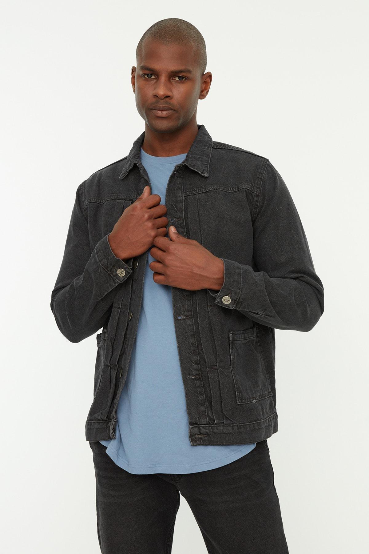 Grey Lapel Collar Jacket, , large image number 0