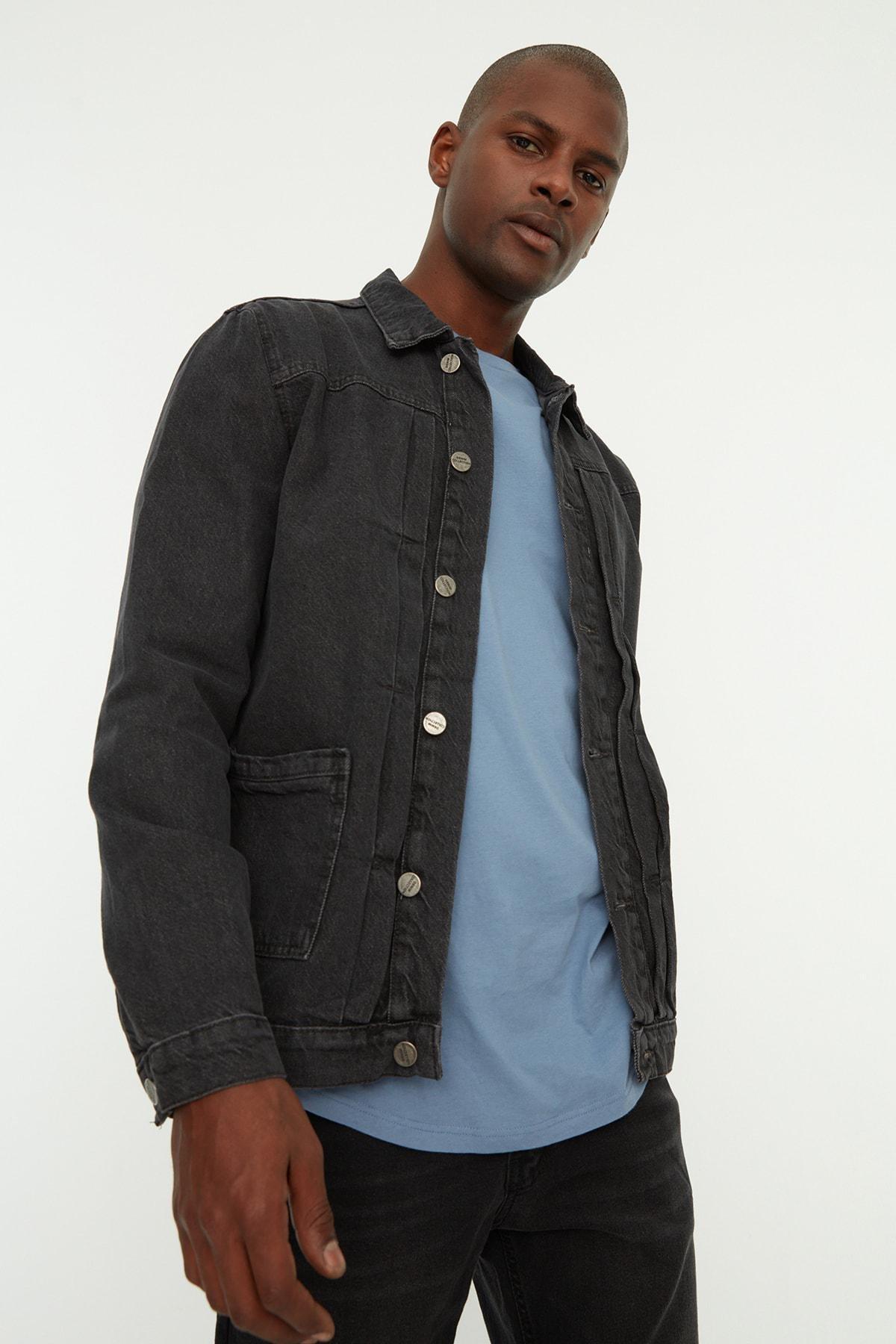 Grey Lapel Collar Jacket, , large image number 2