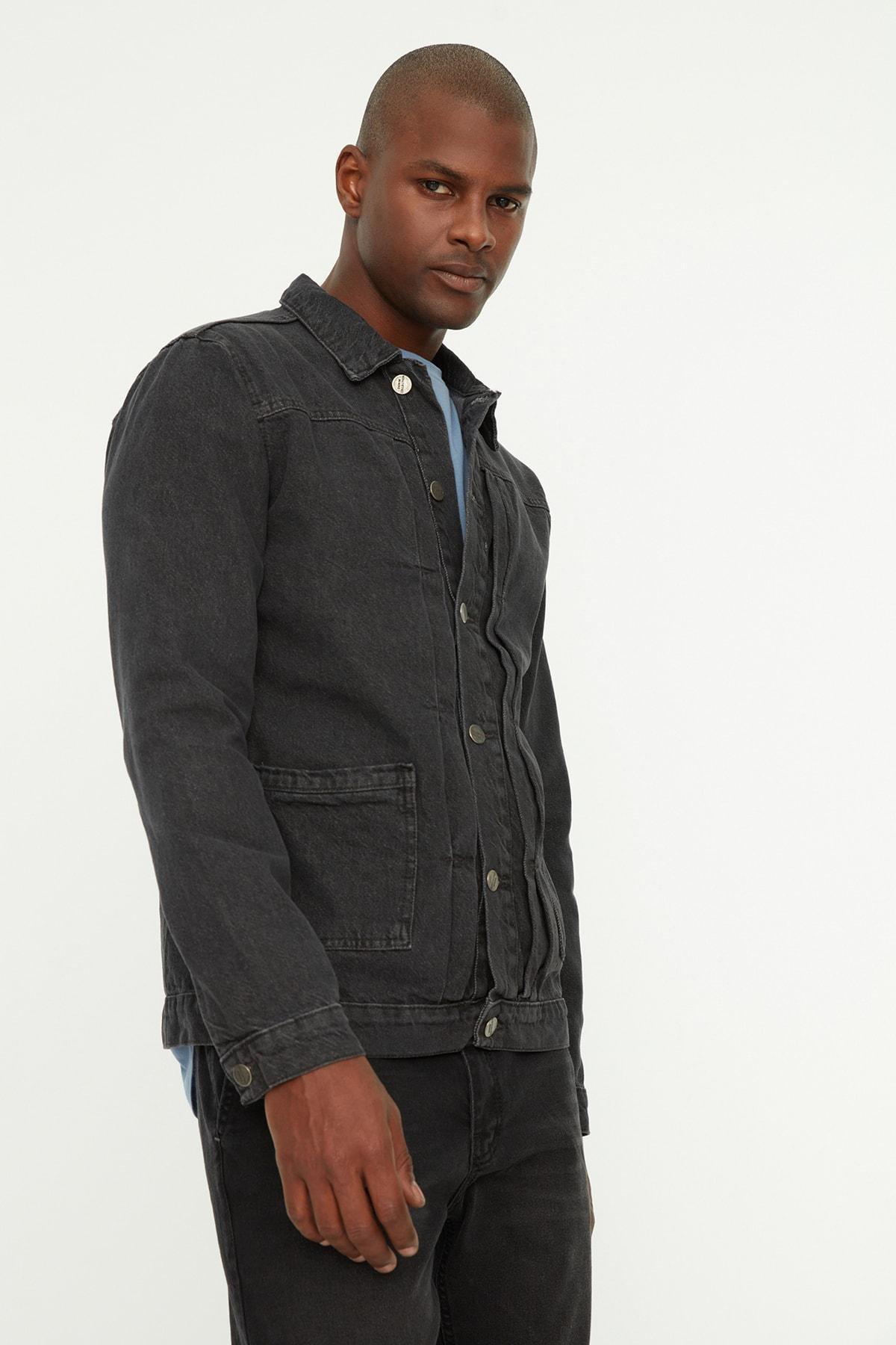 Grey Lapel Collar Jacket, , large image number 4