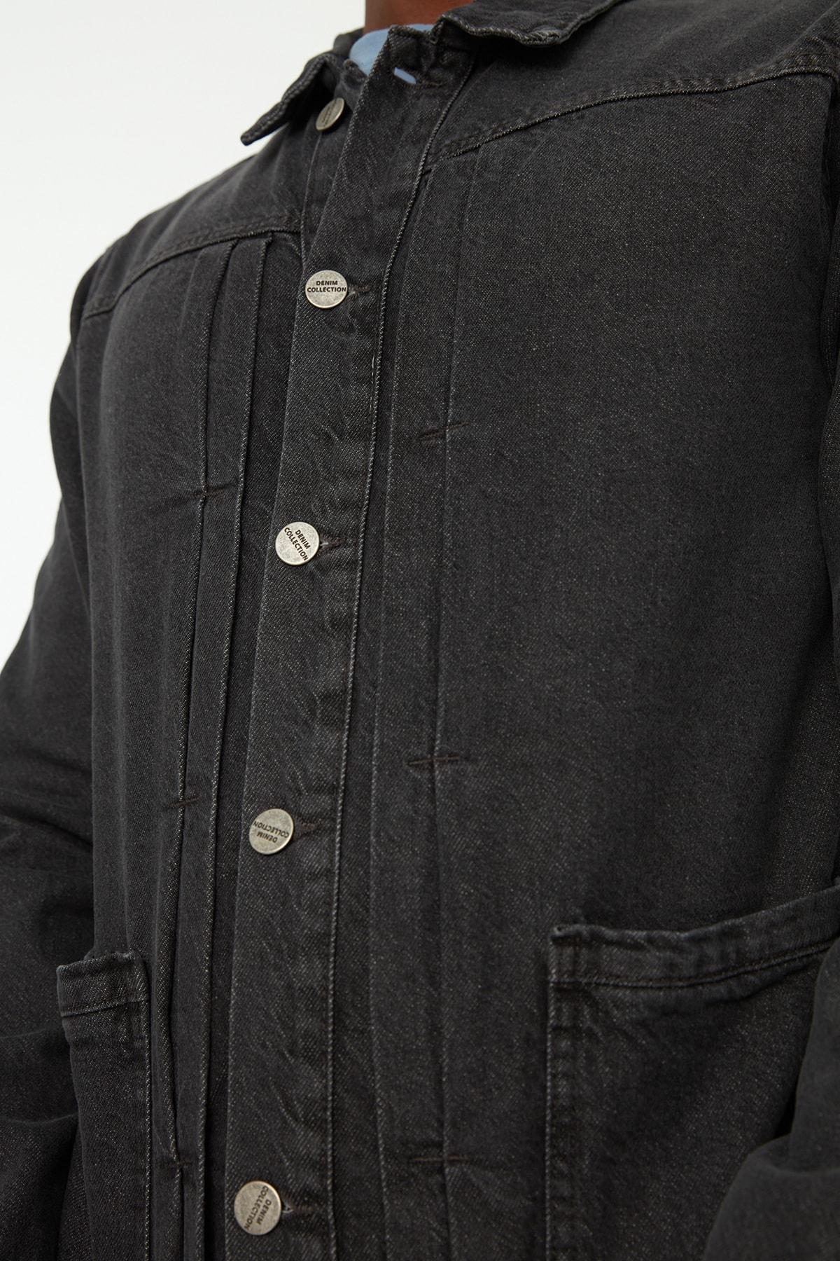 Grey Lapel Collar Jacket, , large image number 6