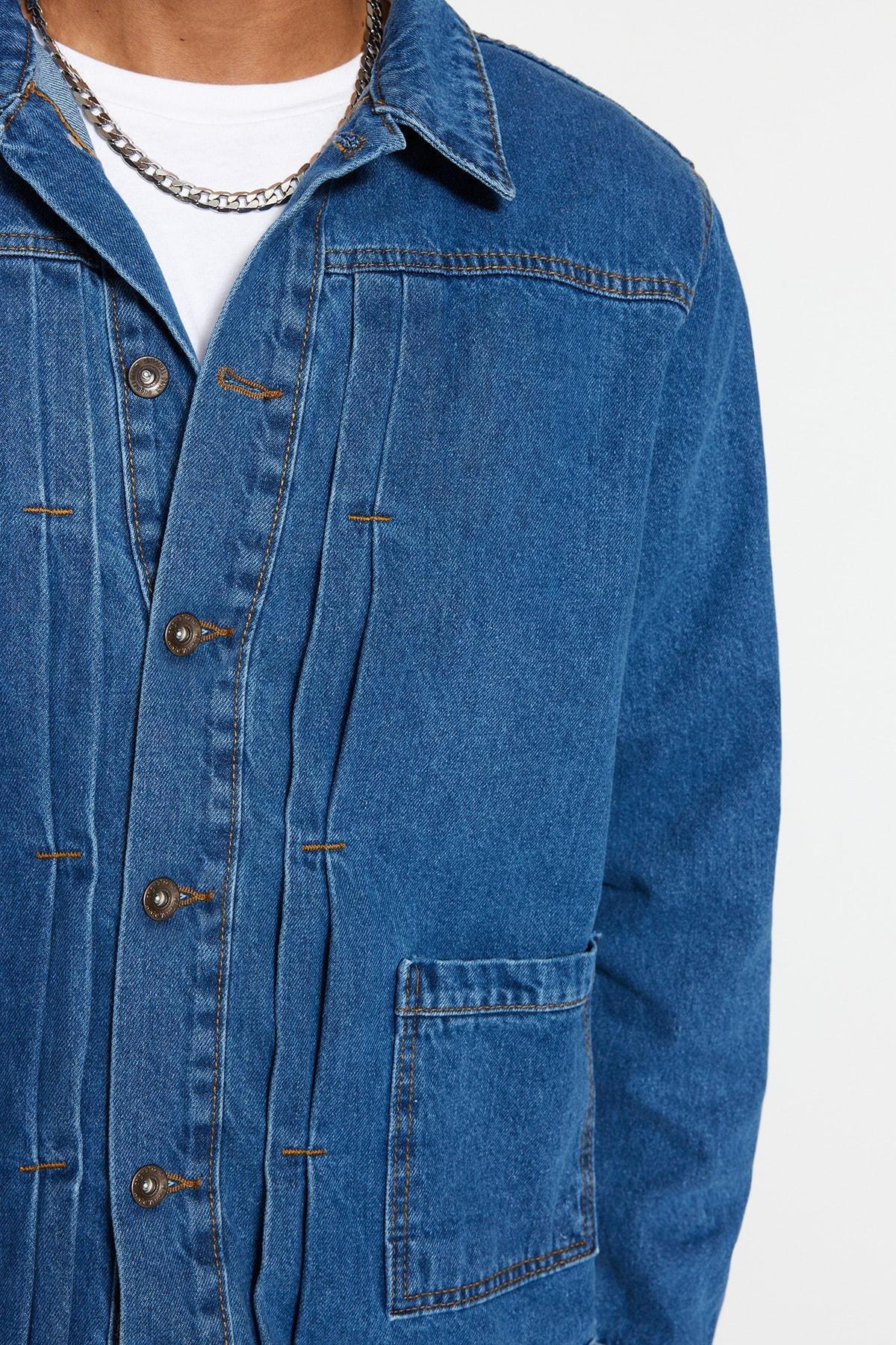 Blue Regular Lapel Collar Jacket, Blue, large image number 2