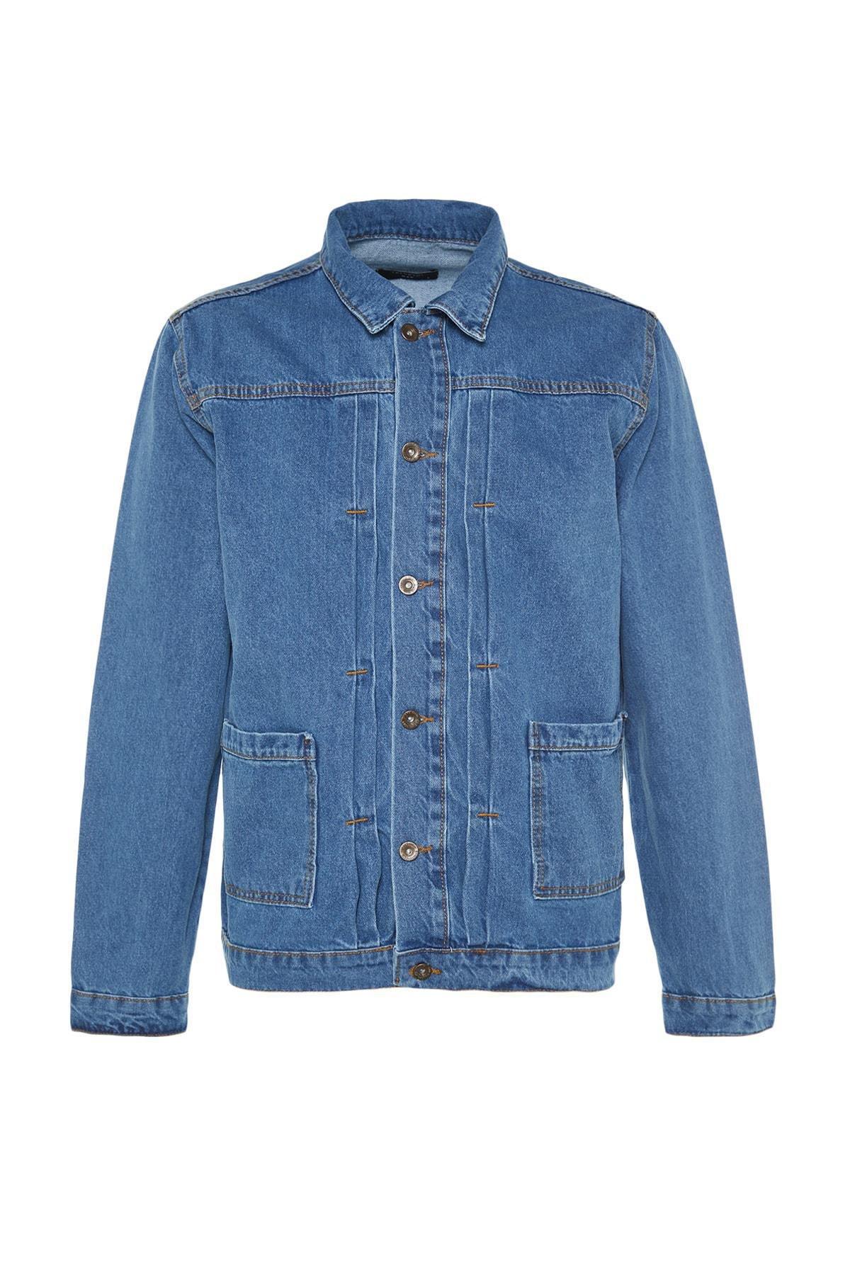 Blue Regular Lapel Collar Jacket, Blue, large image number 6