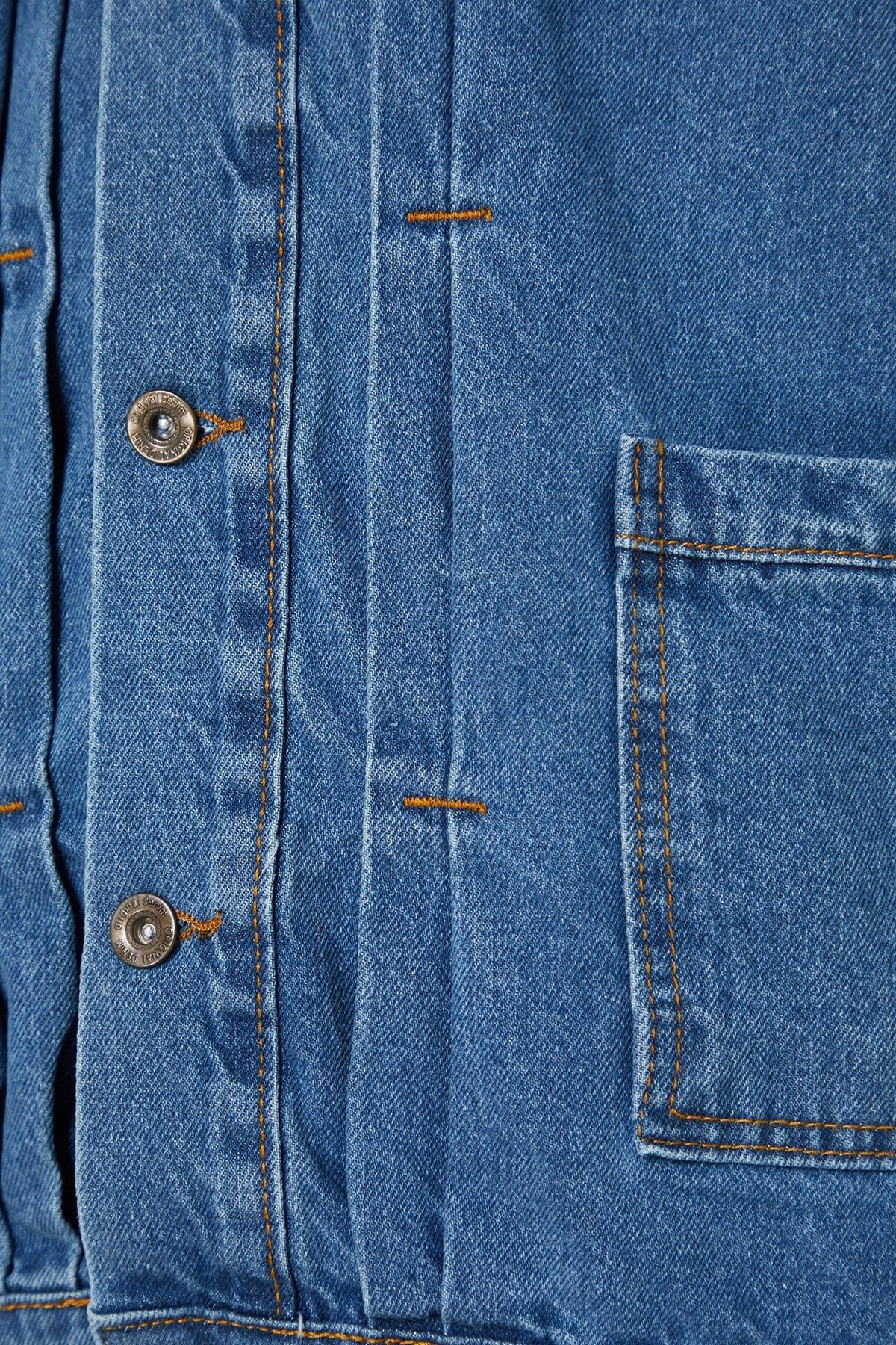 Blue Regular Lapel Collar Jacket, Blue, large image number 7