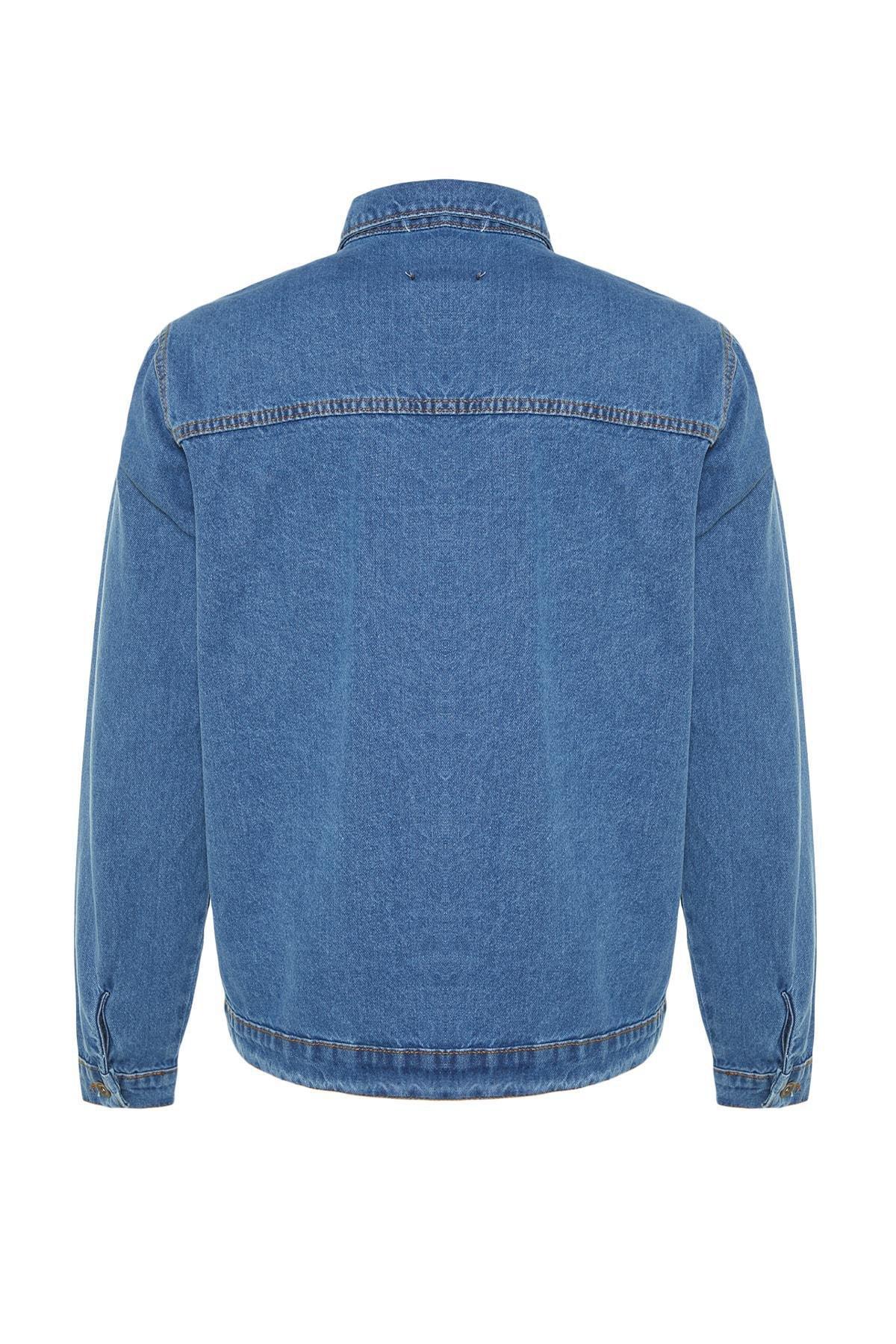Blue Regular Lapel Collar Jacket, Blue, large image number 8