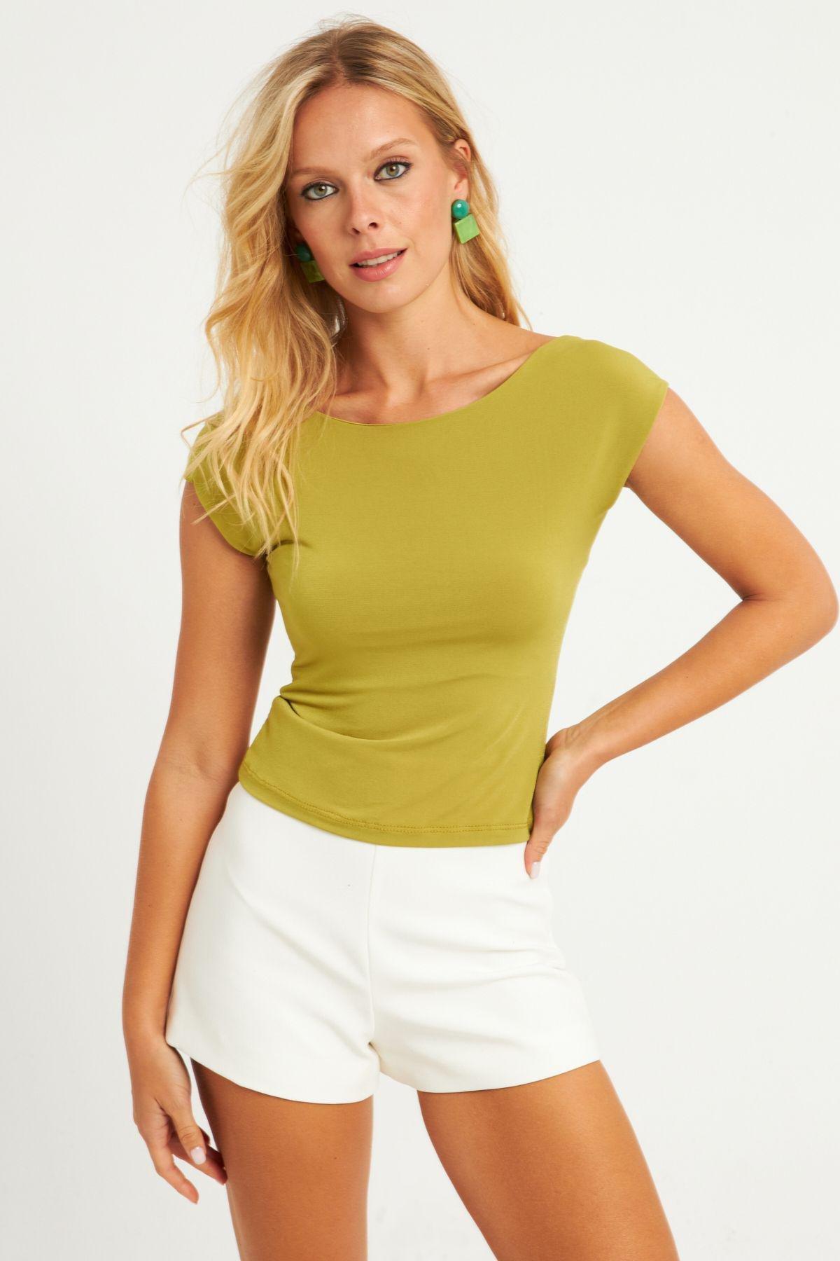 Kiwi Cutout Cropped Blouse, , large image number 3