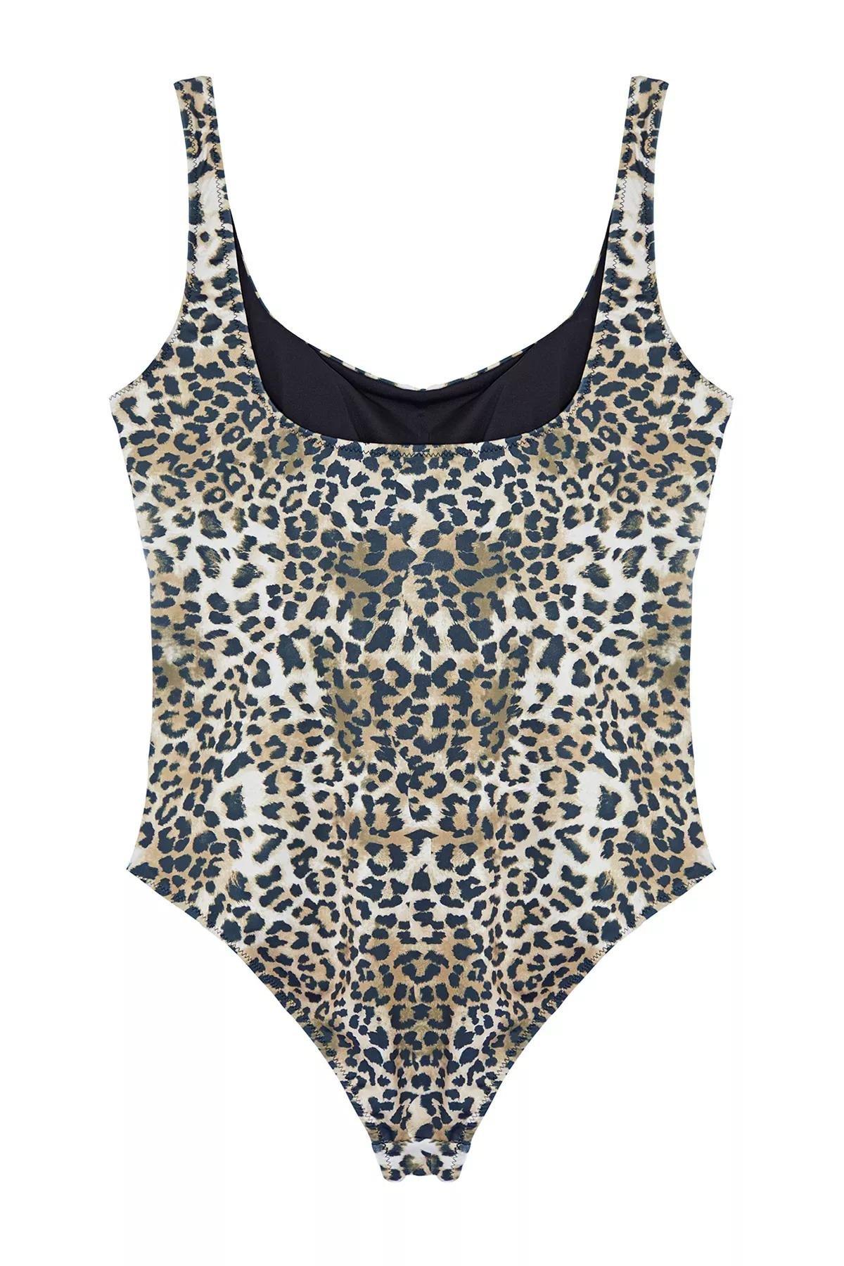 Multicolour Patterned Square Neck Swimsuit, , large image number 5