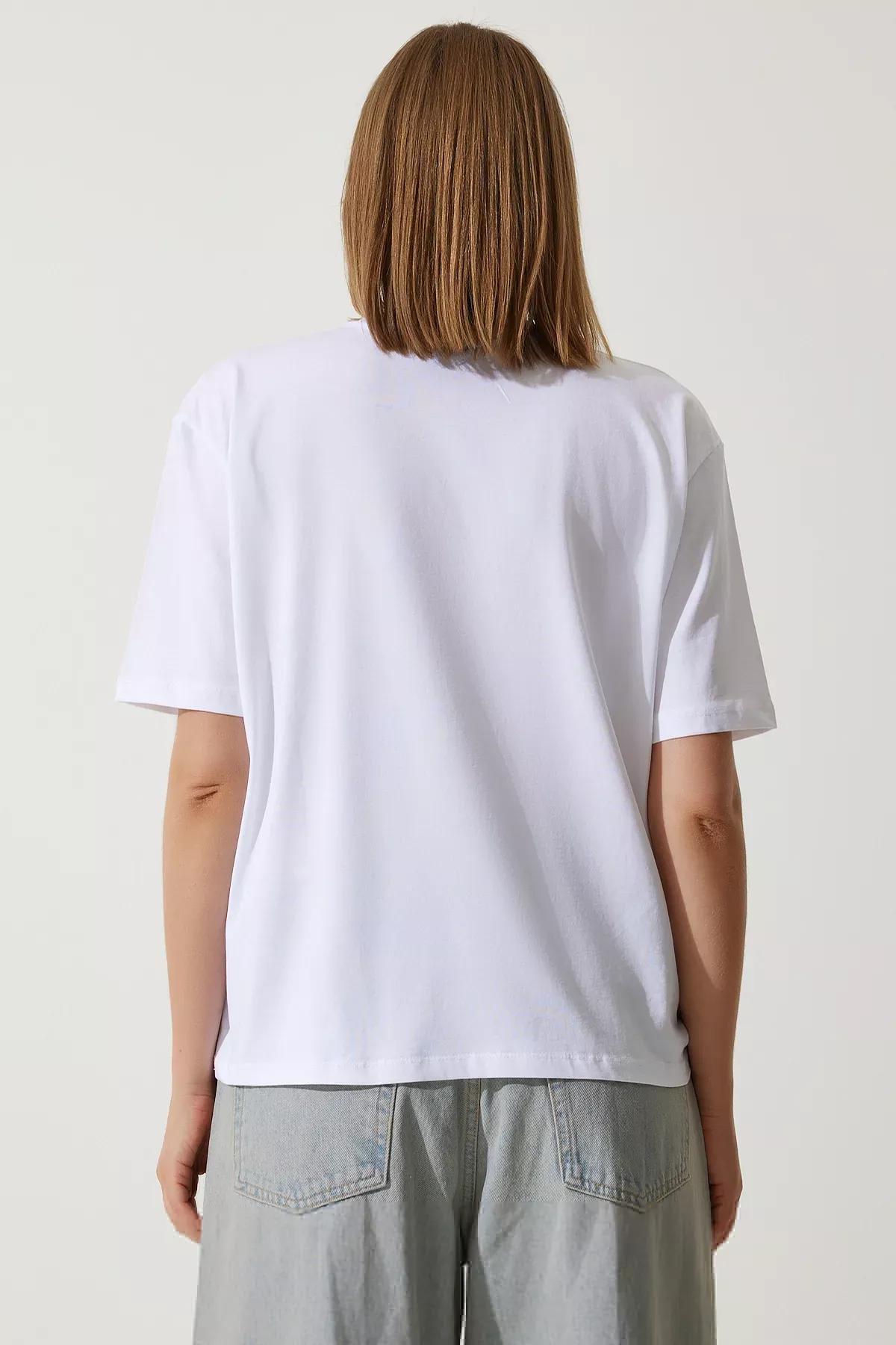 White Collar Chain Knitted T-Shirt, White, large image number 4