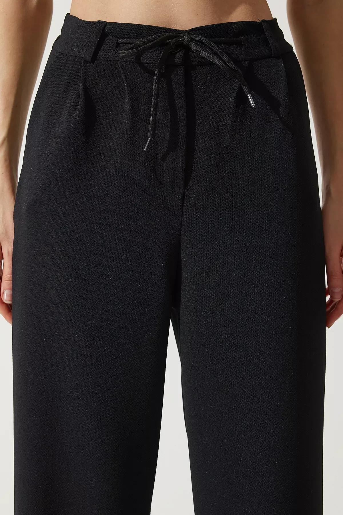Womens Black Wide Leg Sweatpants RV00193, single, BLACK, large image number 4