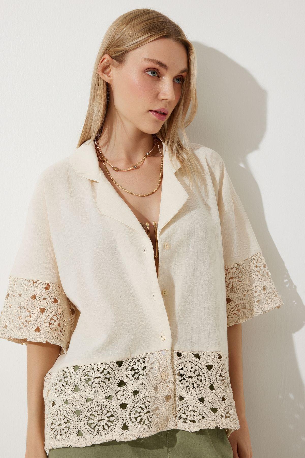 Beige Lace Details Blouse RG00033, , large image number 0