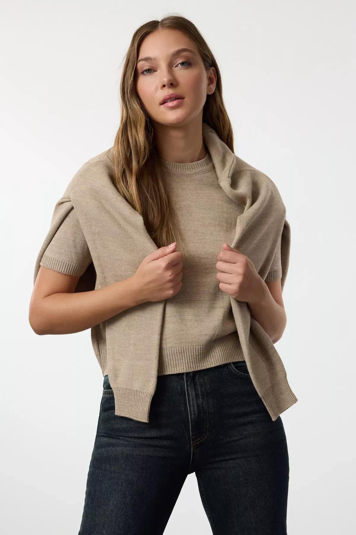 Brown Basic Cardigan Set, STONE, medium