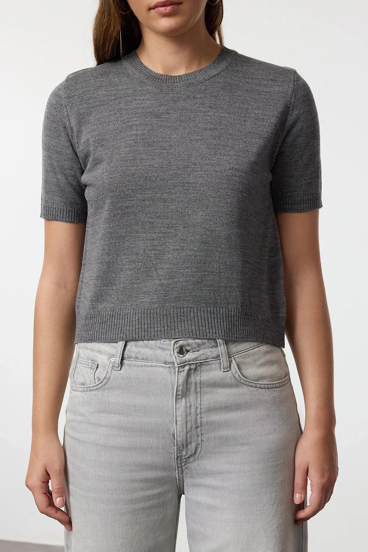 Grey Knit Cardigan-Blouse Combo, Anthracite, large image number 3