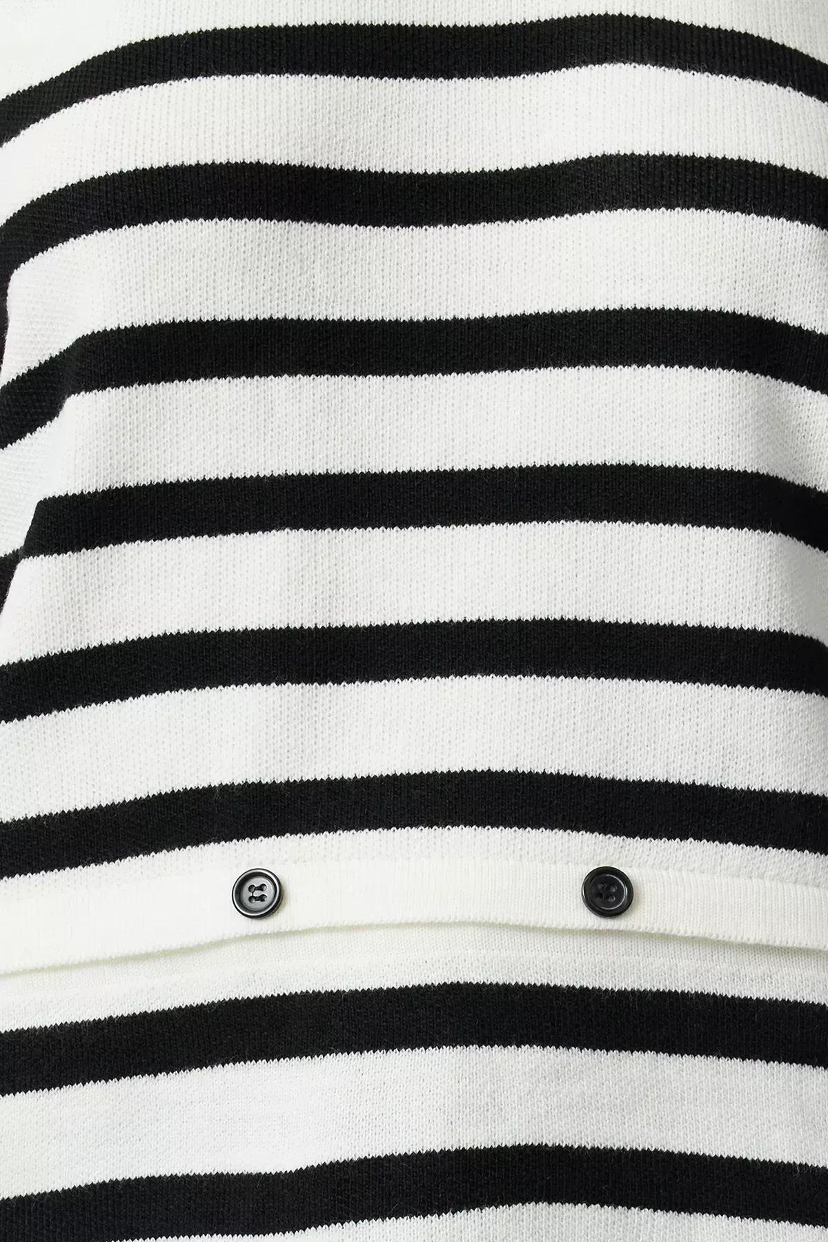 Ecru Striped Casual Sweater, Ecru, large image number 4