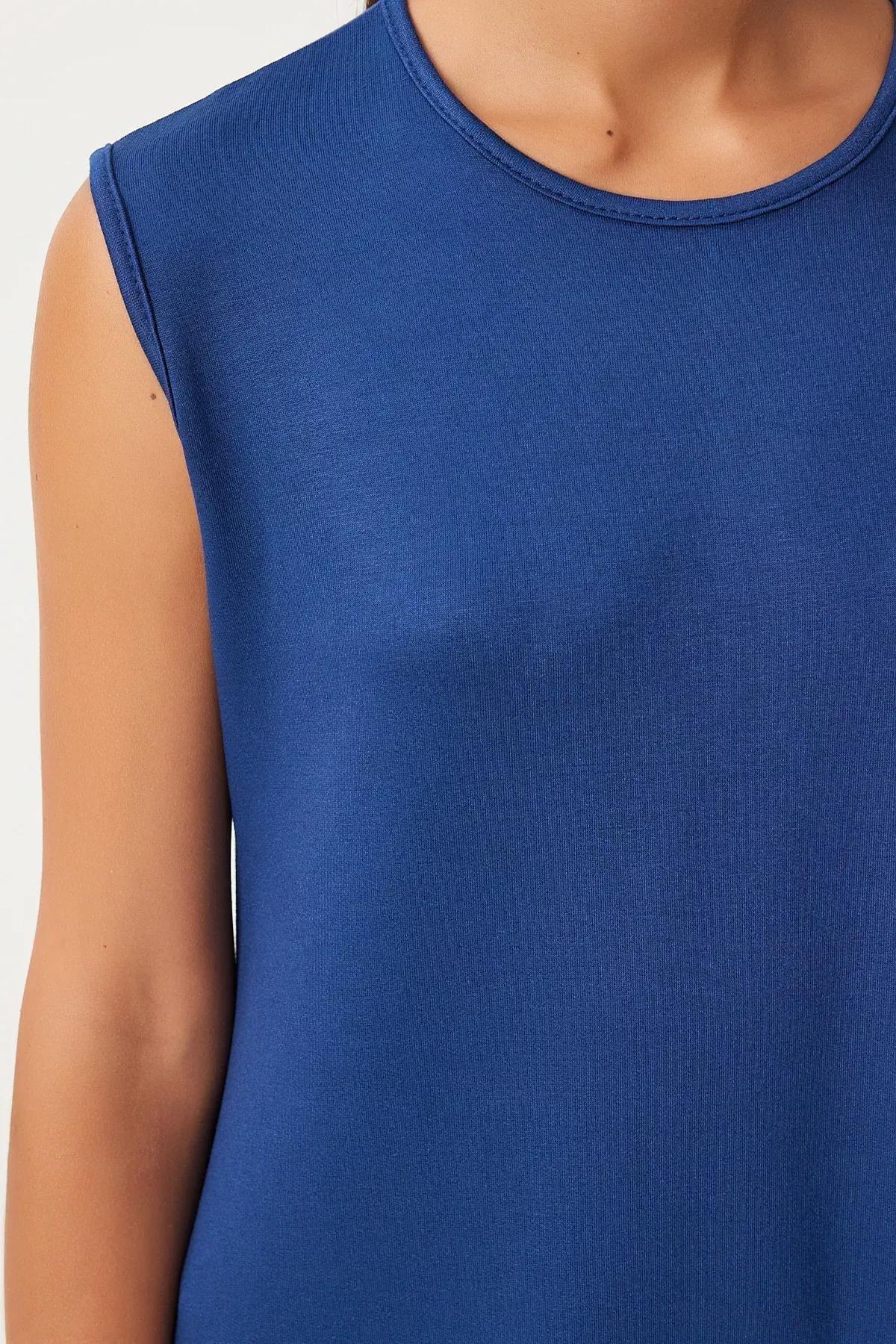 فستان مُحاك صيفي بدون أكمام بتصميم انسيابي، كحلي, Navy blue, large image number 3