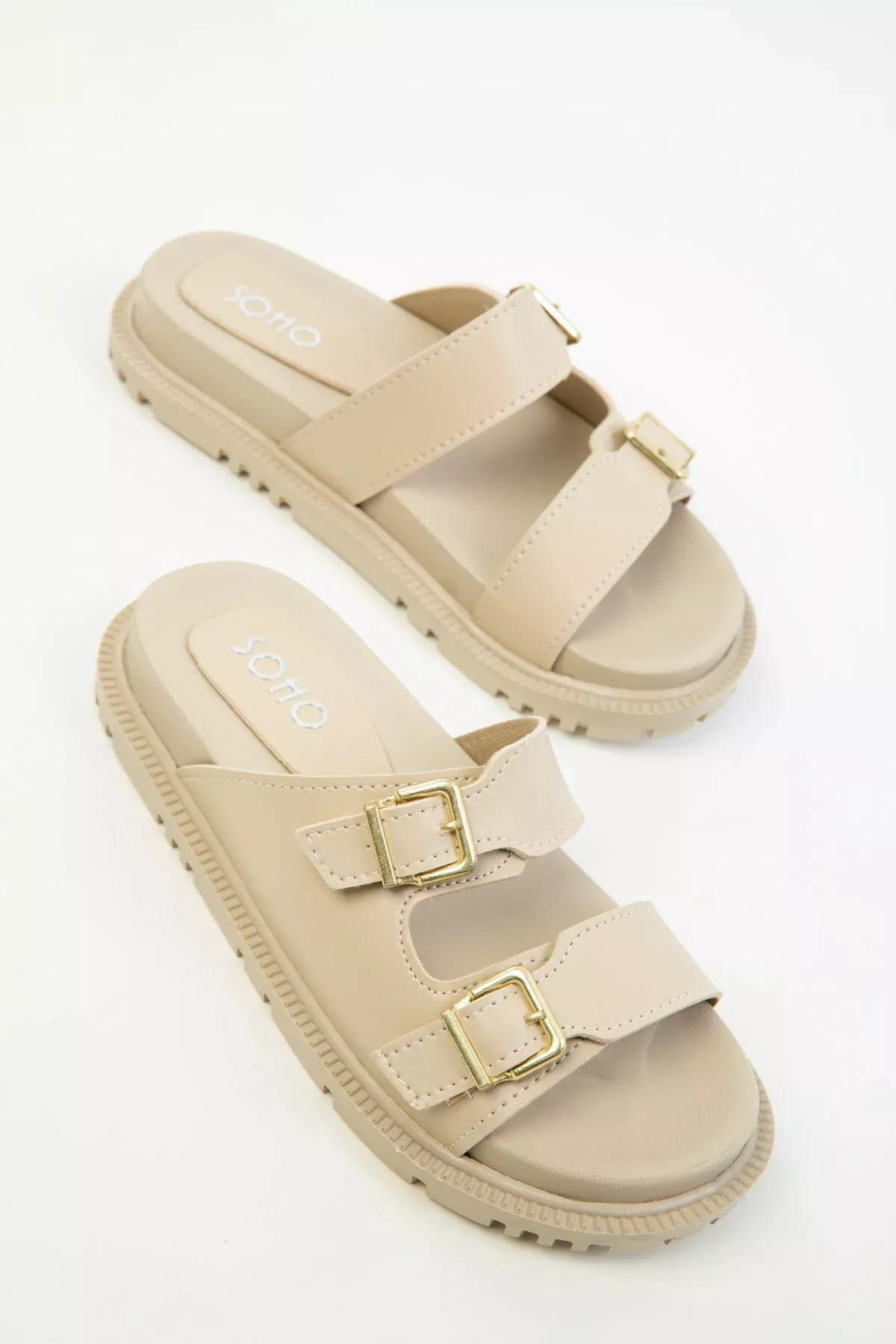 Beige Slippers, Beige, medium