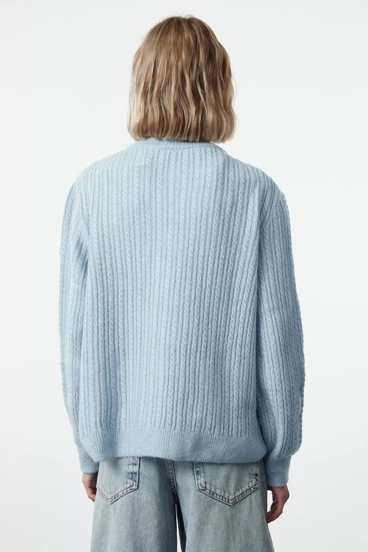 Blue Knit Cardigan, Blue, large image number 4