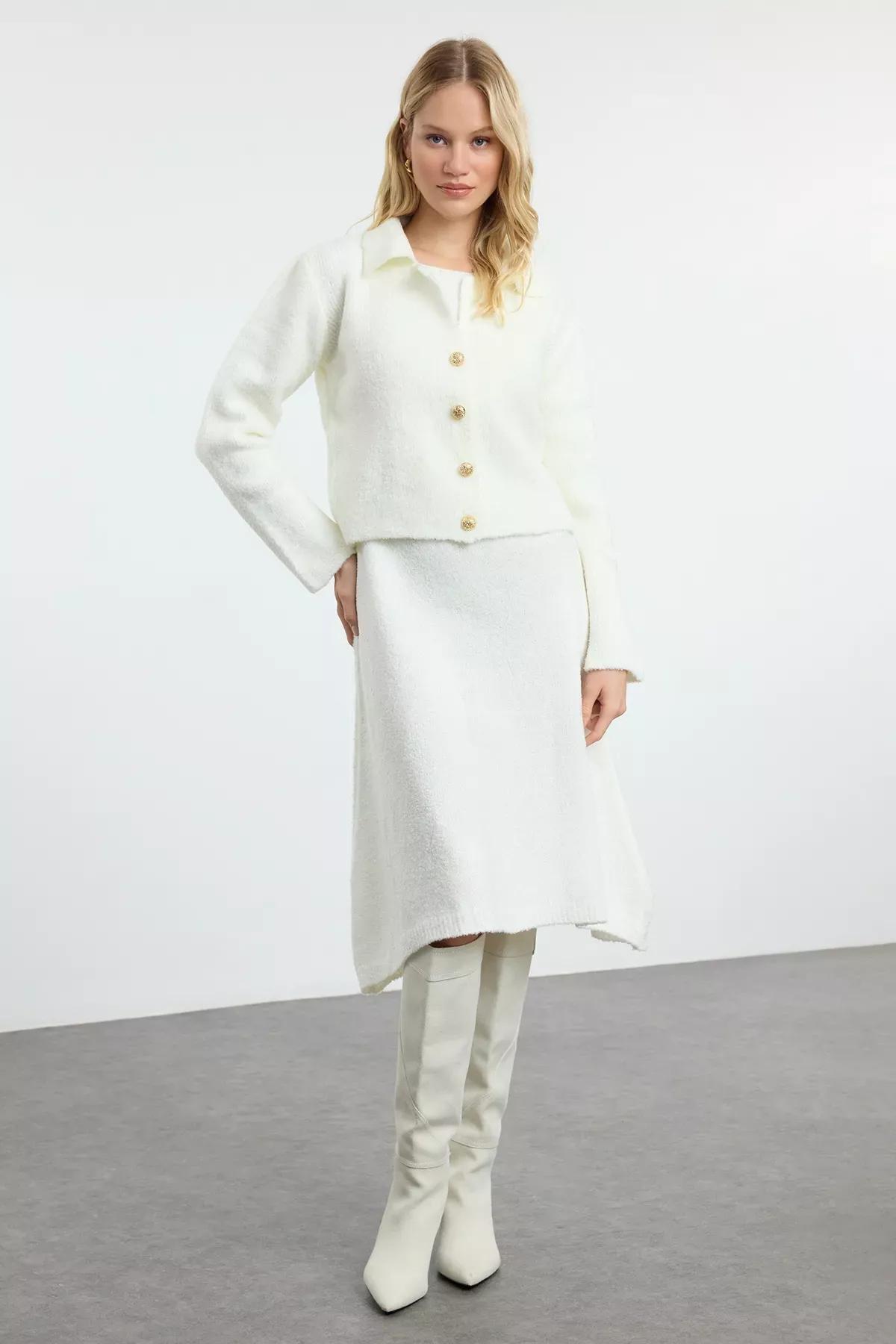 Cream Knitwear Cardigan-Dress Co-Ord Set, , large image number 1