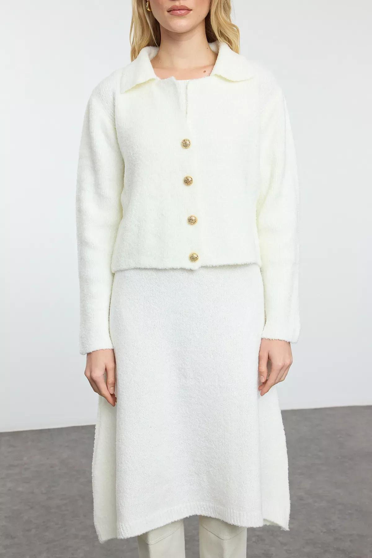 Cream Knitwear Cardigan-Dress Co-Ord Set, , large image number 2