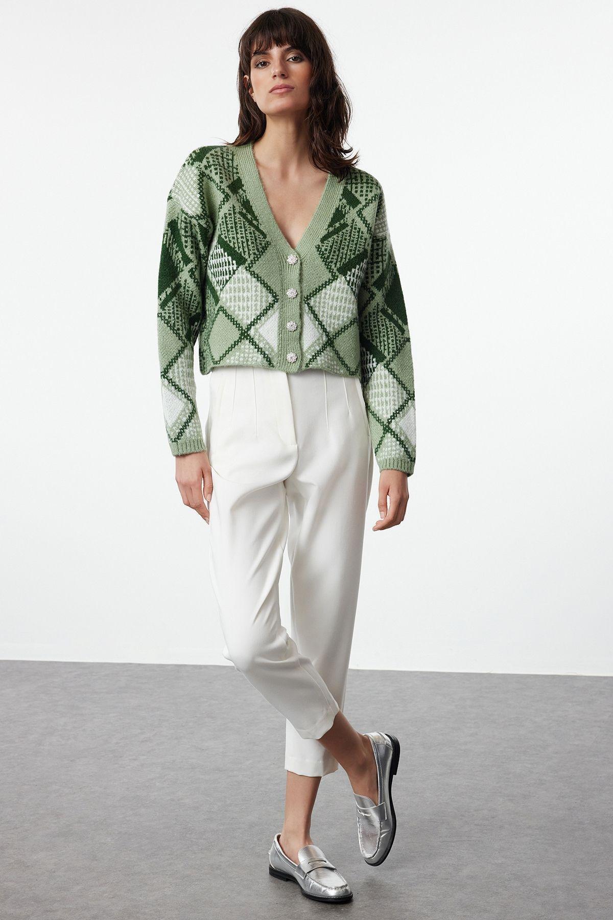 Mint Crop Soft Texture Knit Cardigan TWOAW25HI00278, Mint, large image number 1