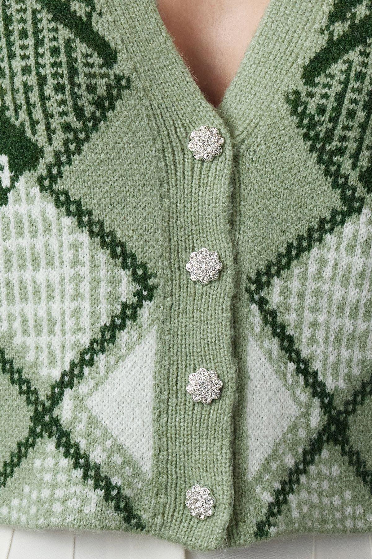 Mint Crop Soft Texture Knit Cardigan TWOAW25HI00278, Mint, large image number 2