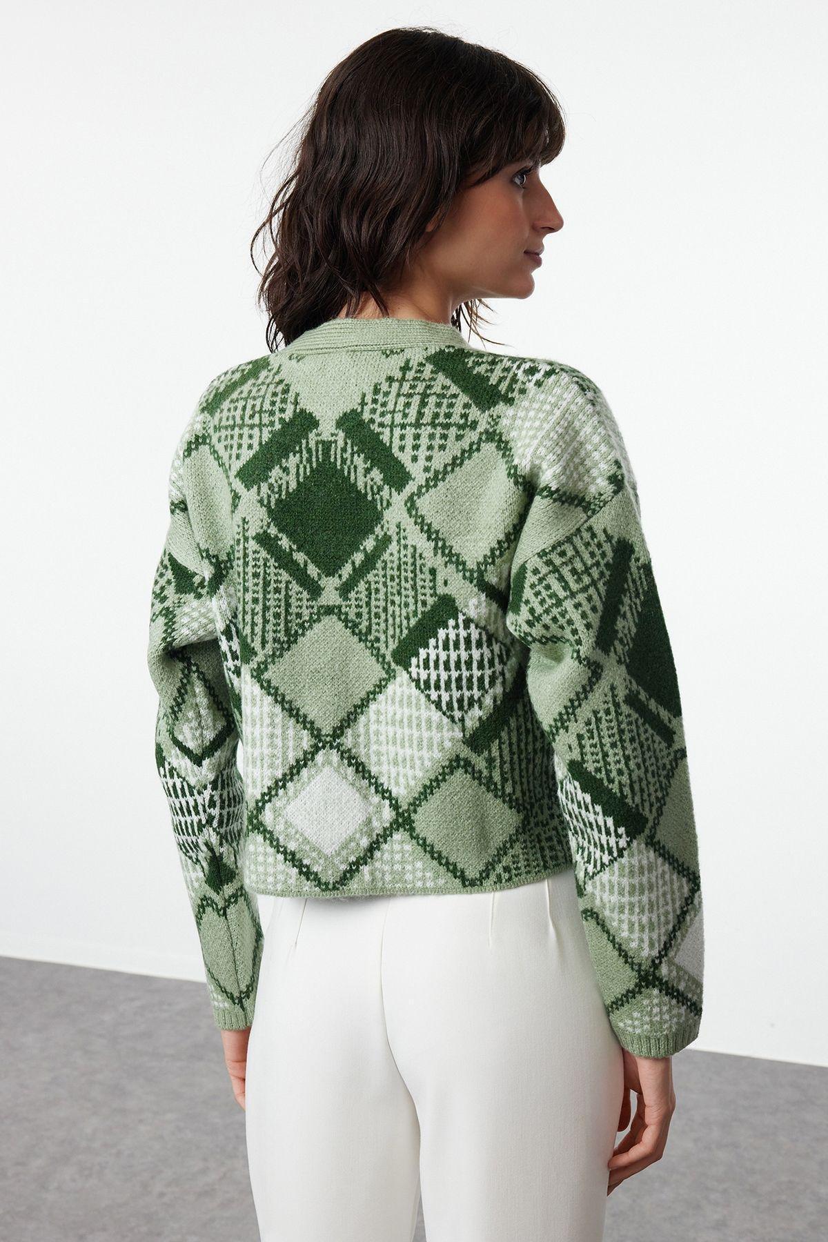 Mint Crop Soft Texture Knit Cardigan TWOAW25HI00278, Mint, large image number 4