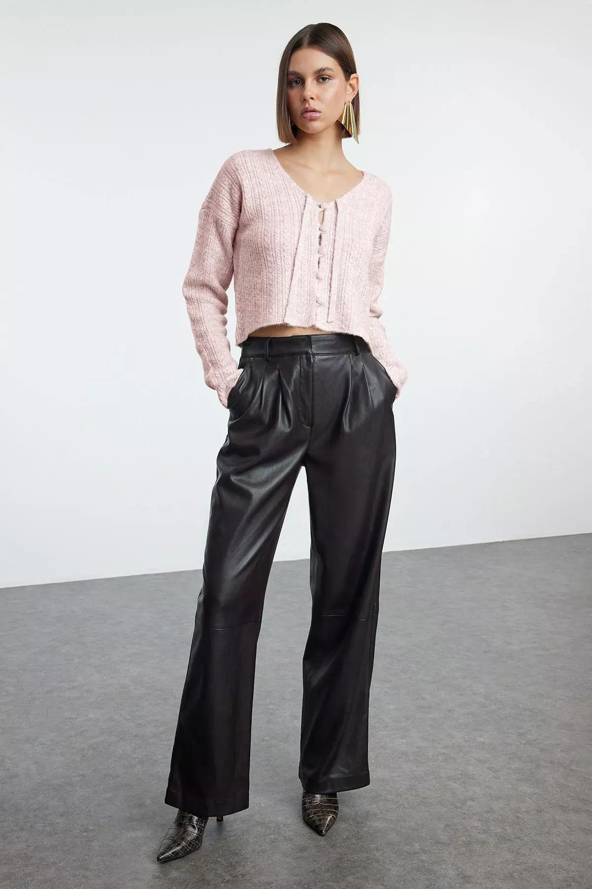 Pink d Tie Detailed Knitwear Cardigan, Pink, large image number 1