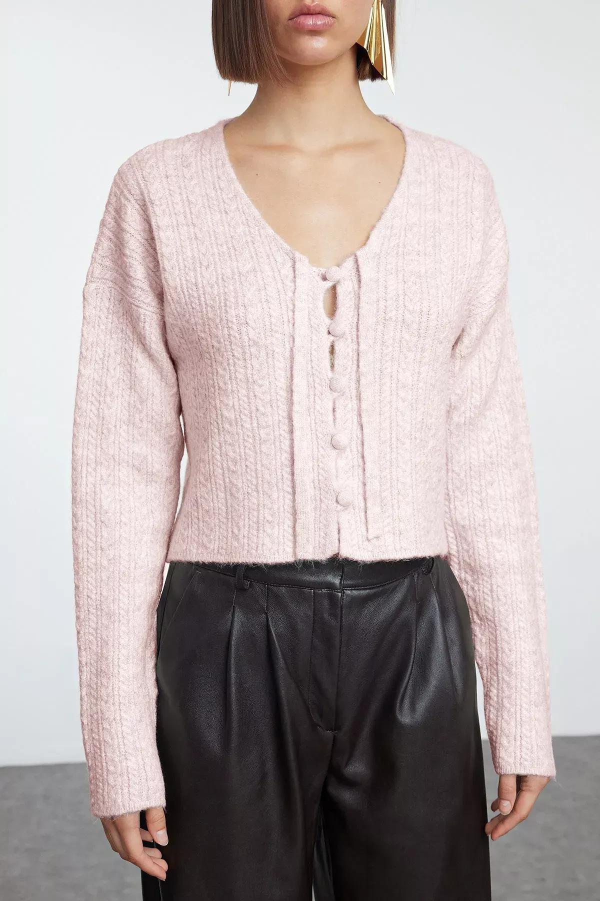 Pink d Tie Detailed Knitwear Cardigan, , large image number 2