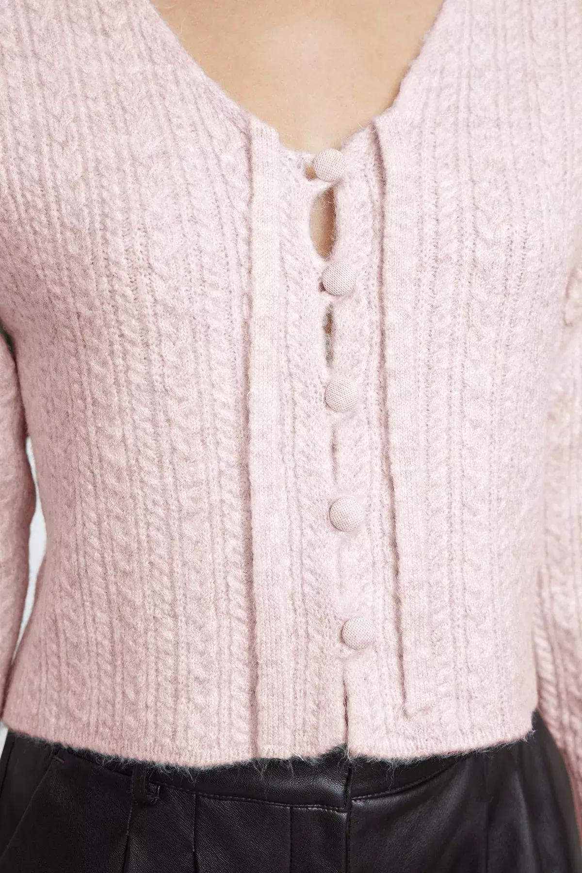Pink d Tie Detailed Knitwear Cardigan, , large image number 3