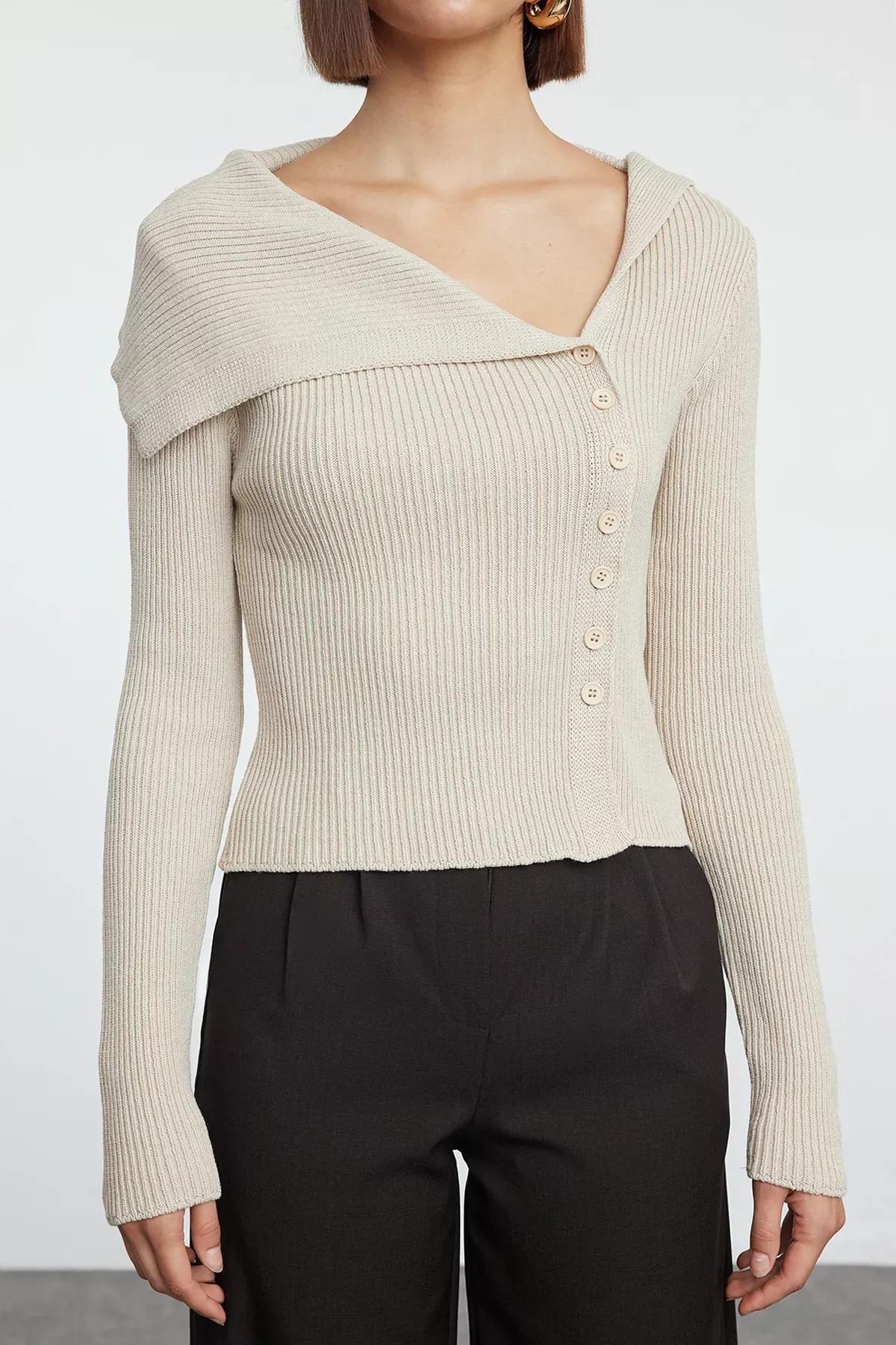 Beige Special Yarn Knitwear Cardigan, , large image number 2