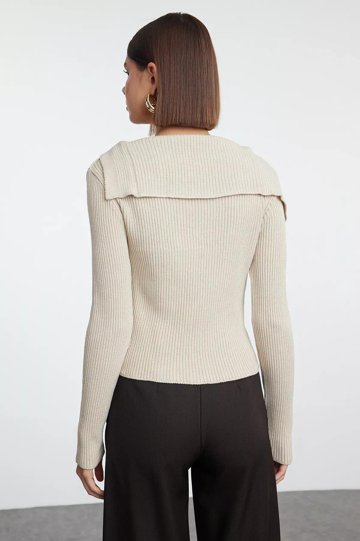 Beige Special Yarn Knitwear Cardigan, , large image number 4