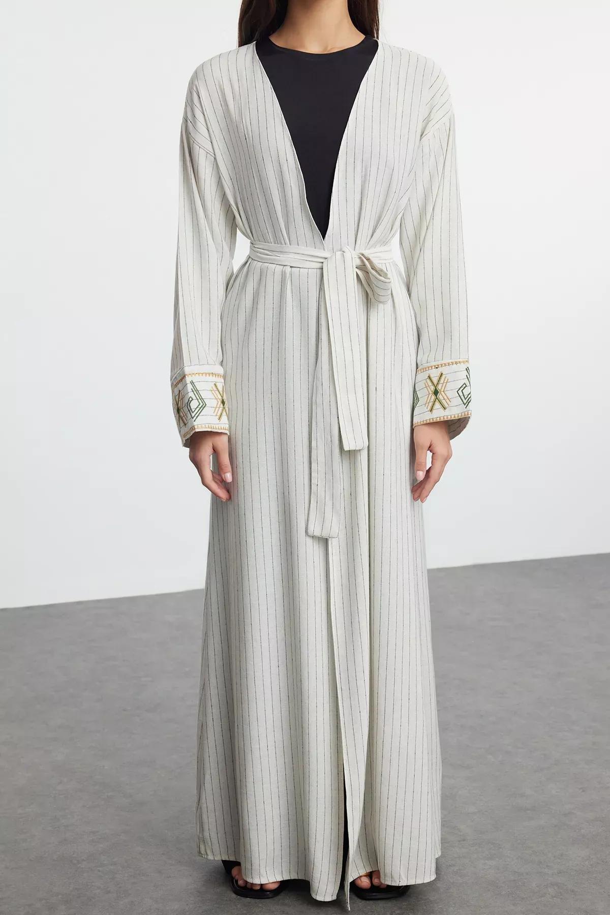 Beige Embroidered Kimono TCTSS24KF00051, , large image number 2