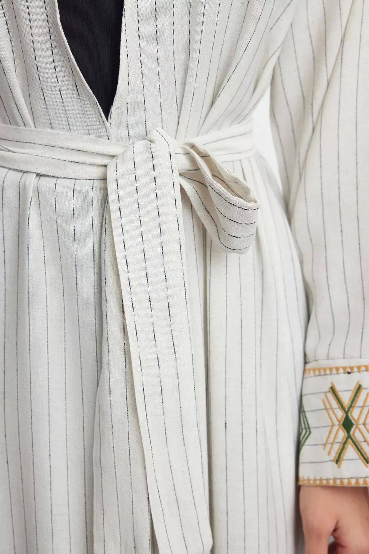 Beige Embroidered Kimono TCTSS24KF00051, , large image number 3