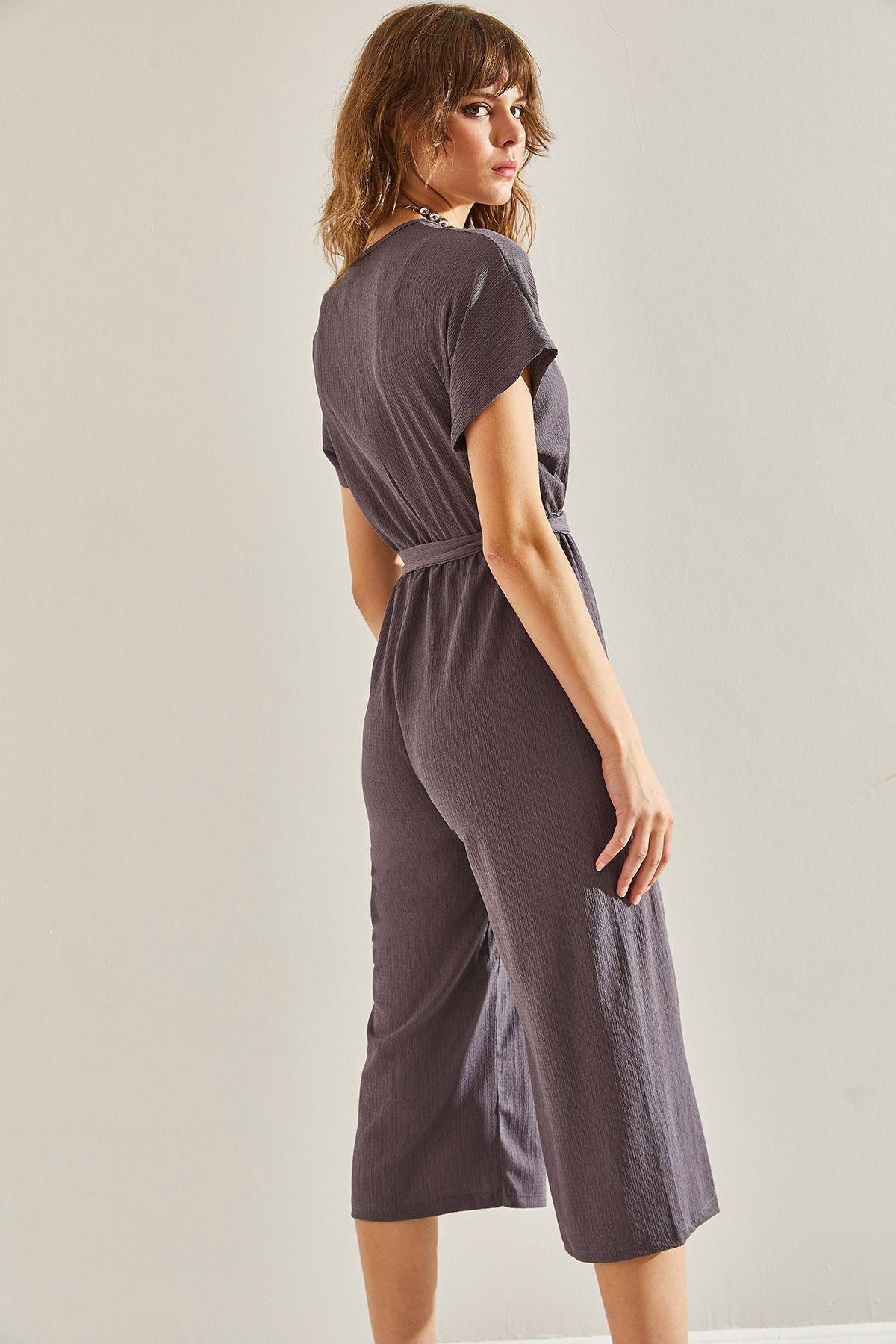 Womens Double Breasted Collar Belted Jumpsuit 60251157, , large image number 1