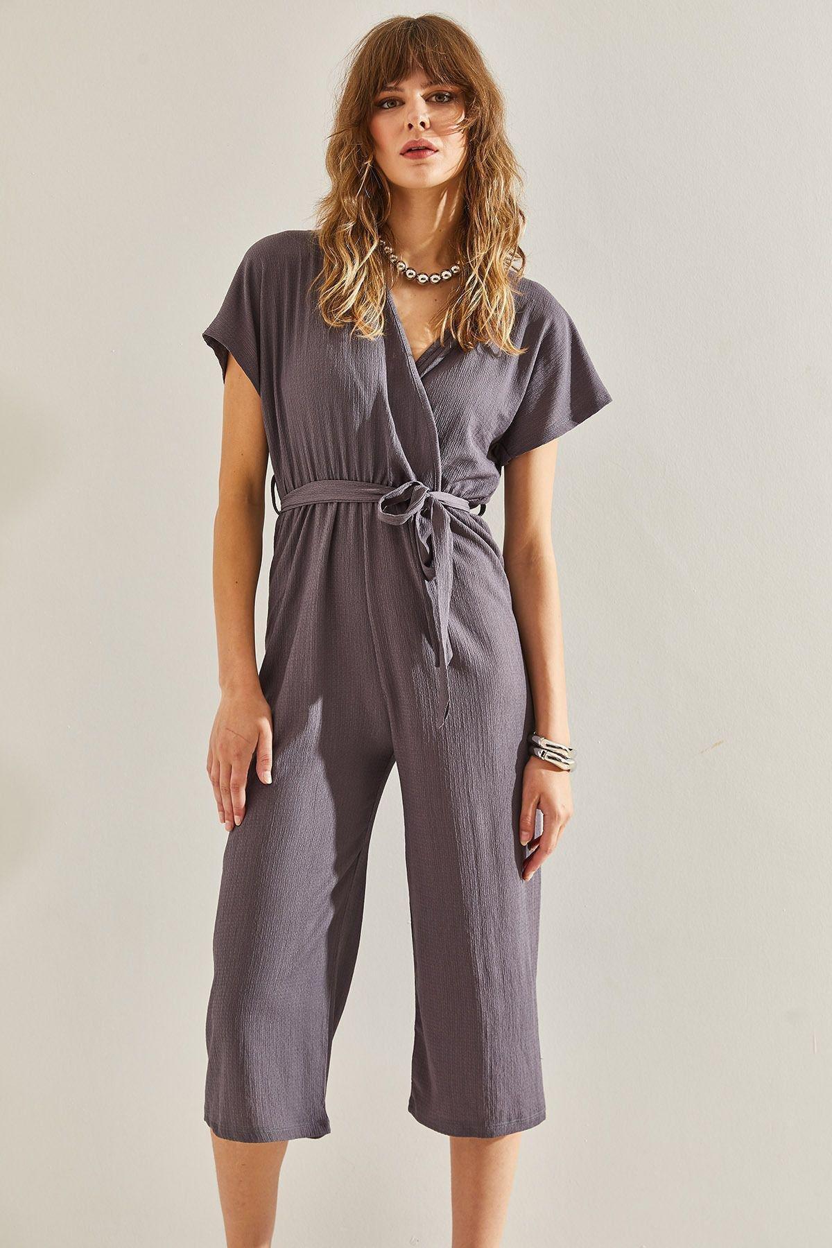 Womens Double Breasted Collar Belted Jumpsuit 60251157, , large image number 2