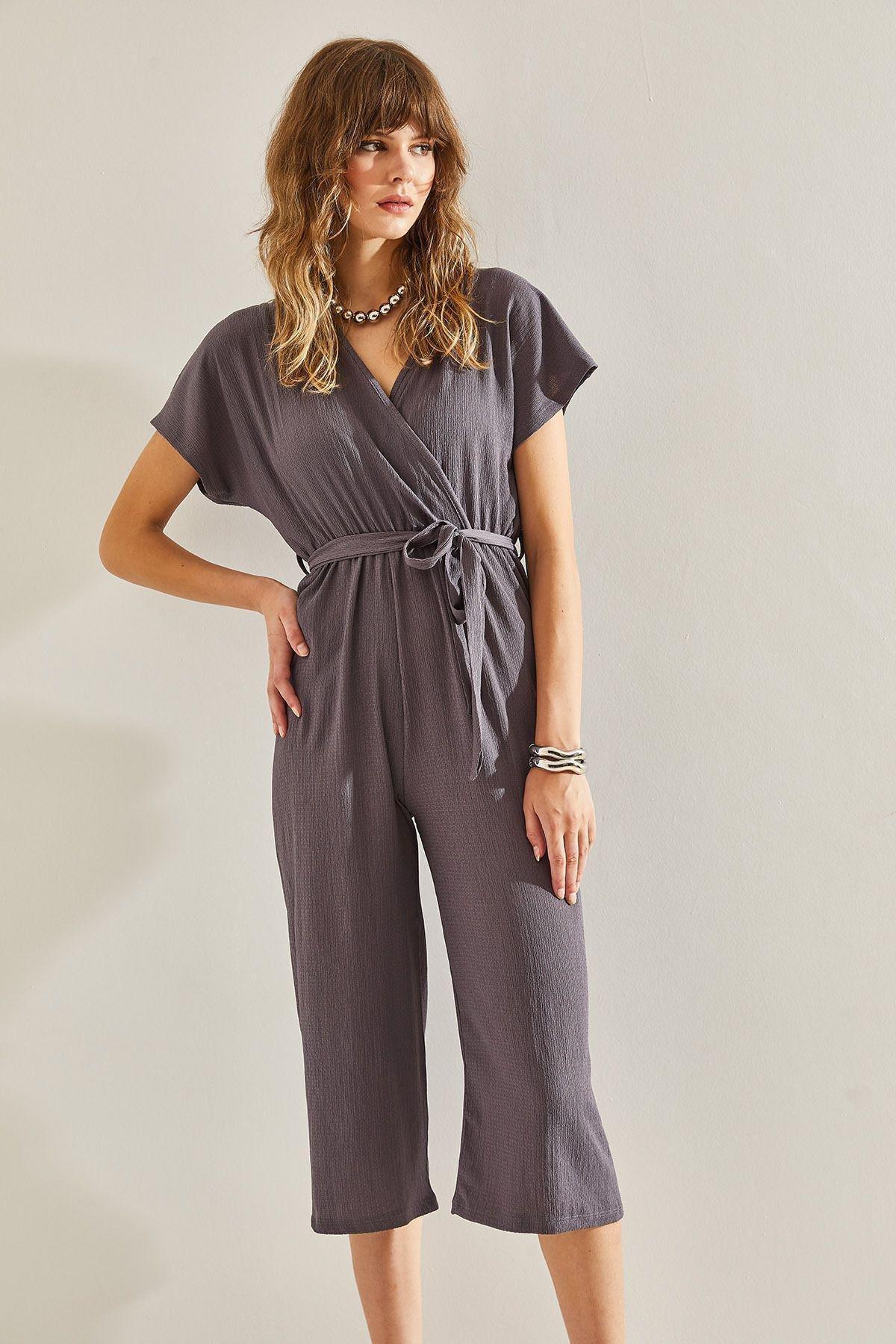 Womens Double Breasted Collar Belted Jumpsuit 60251157, , large image number 3