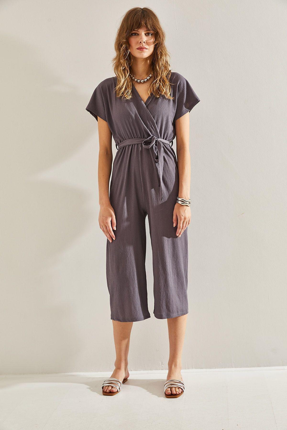 Womens Double Breasted Collar Belted Jumpsuit 60251157, , large image number 4
