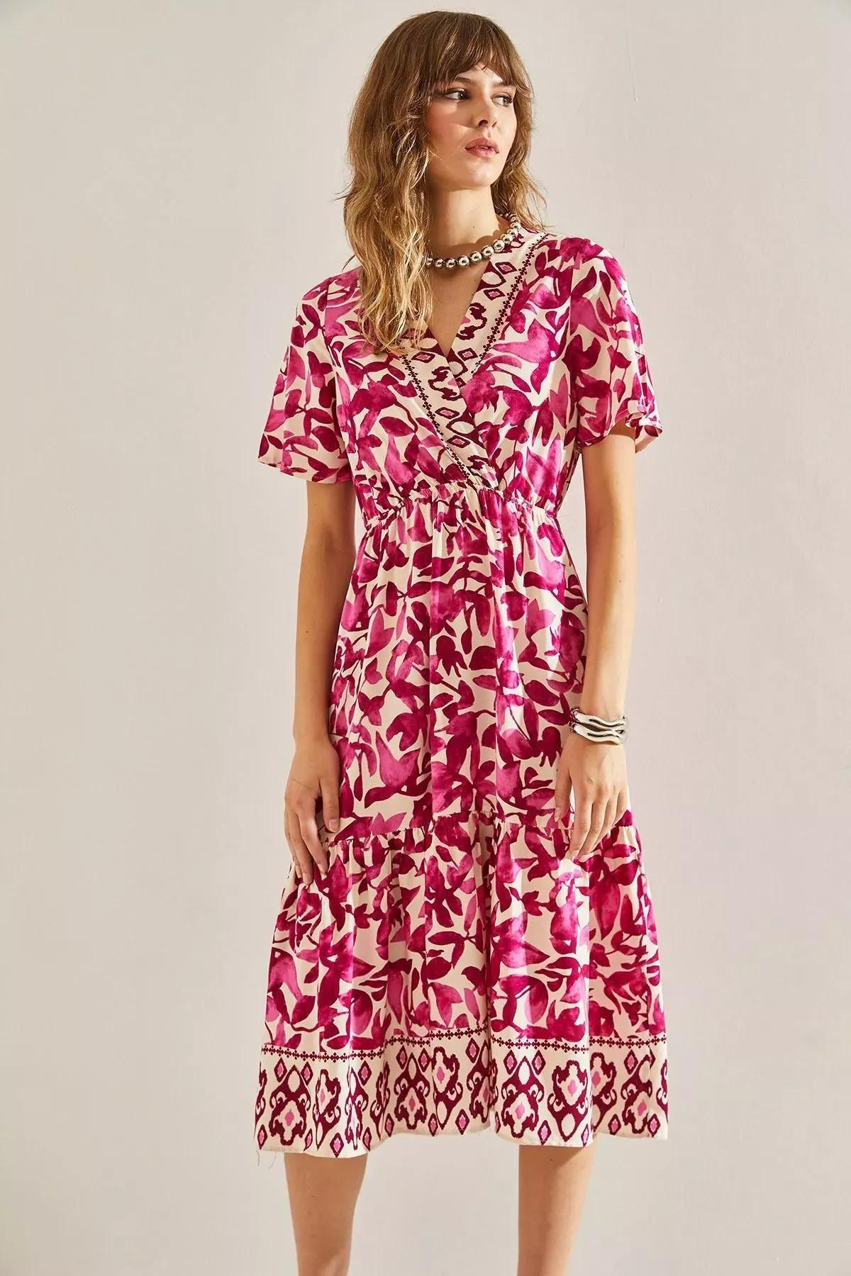 Pink Wrap Neck Gathered Co-Ord Set, Pink, large image number 3