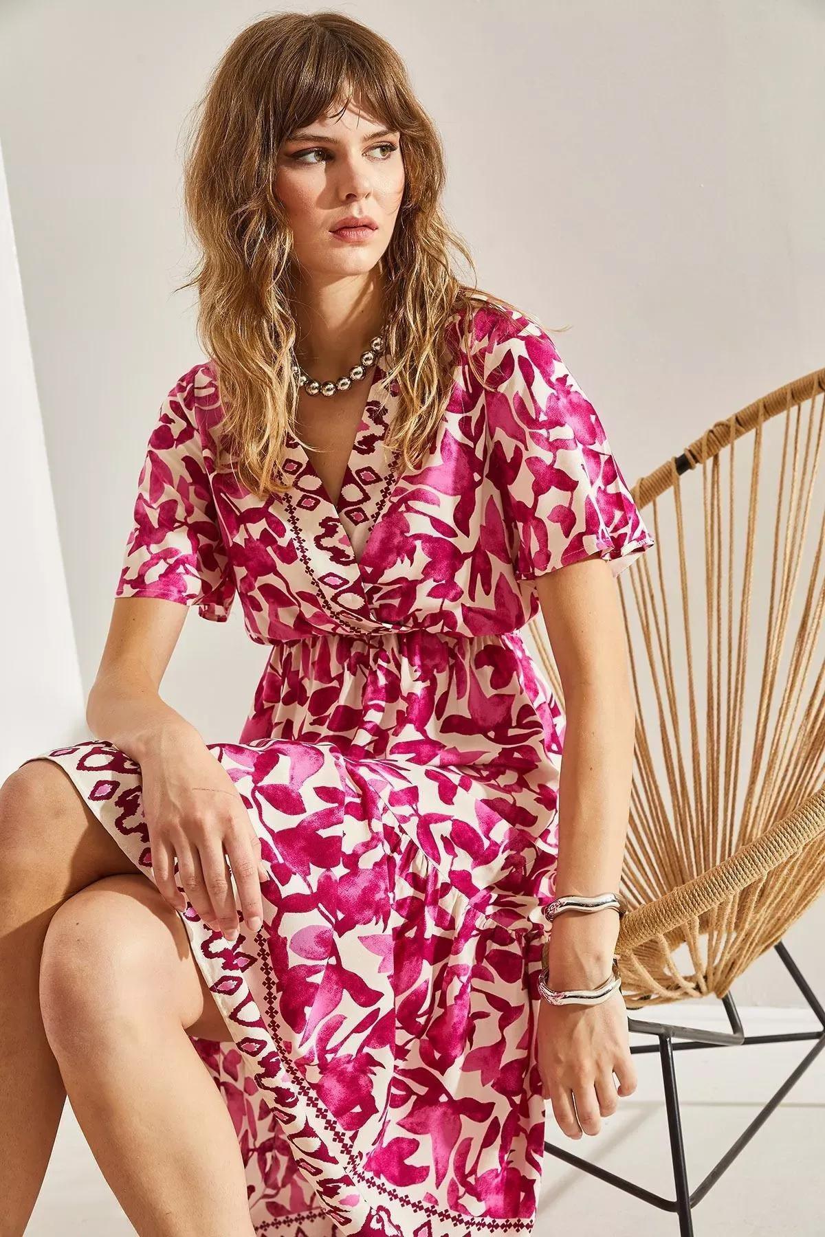 Pink Wrap Neck Gathered Co-Ord Set, Pink, large image number 4