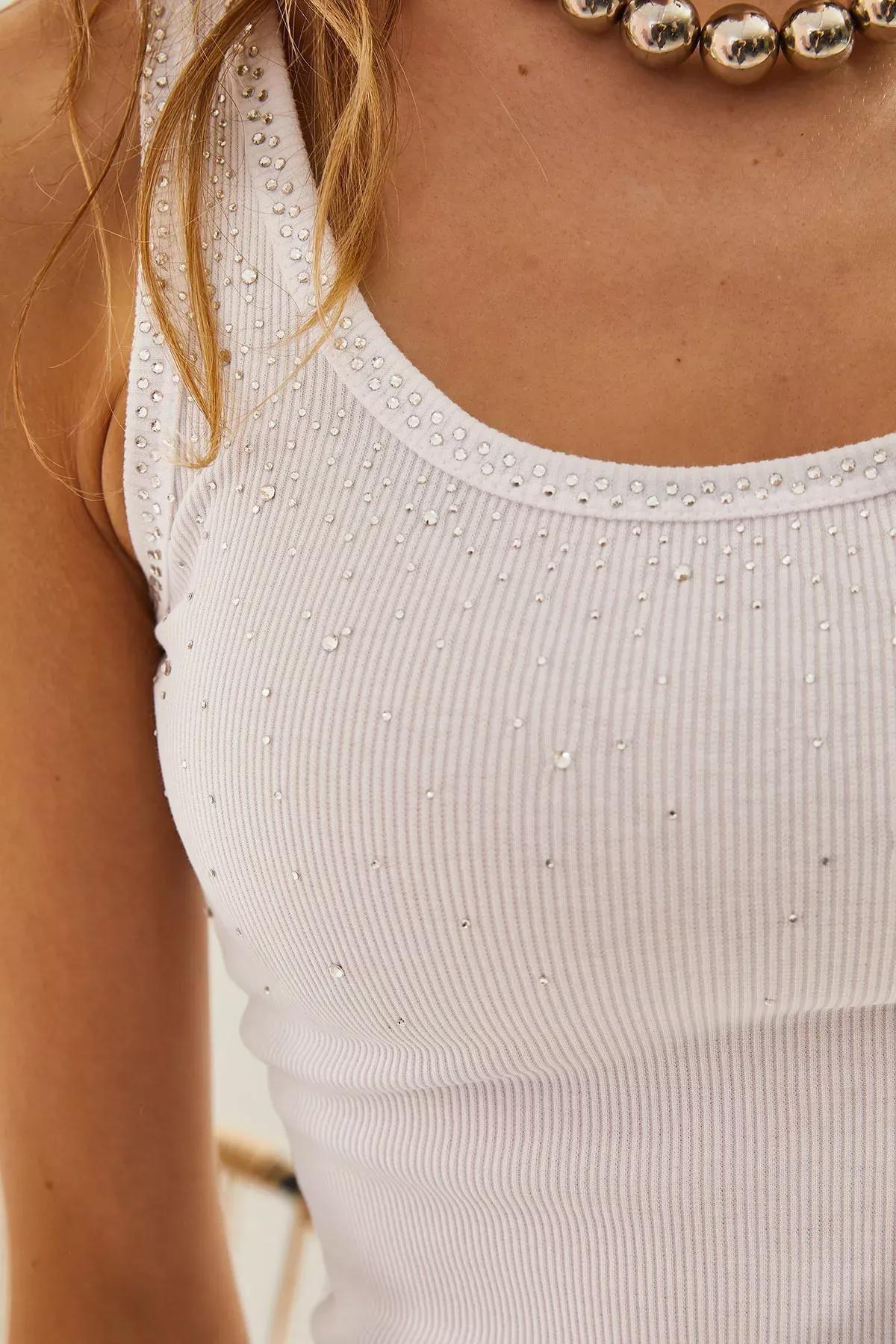 White Collared Detailed Undershirt, White, large image number 1