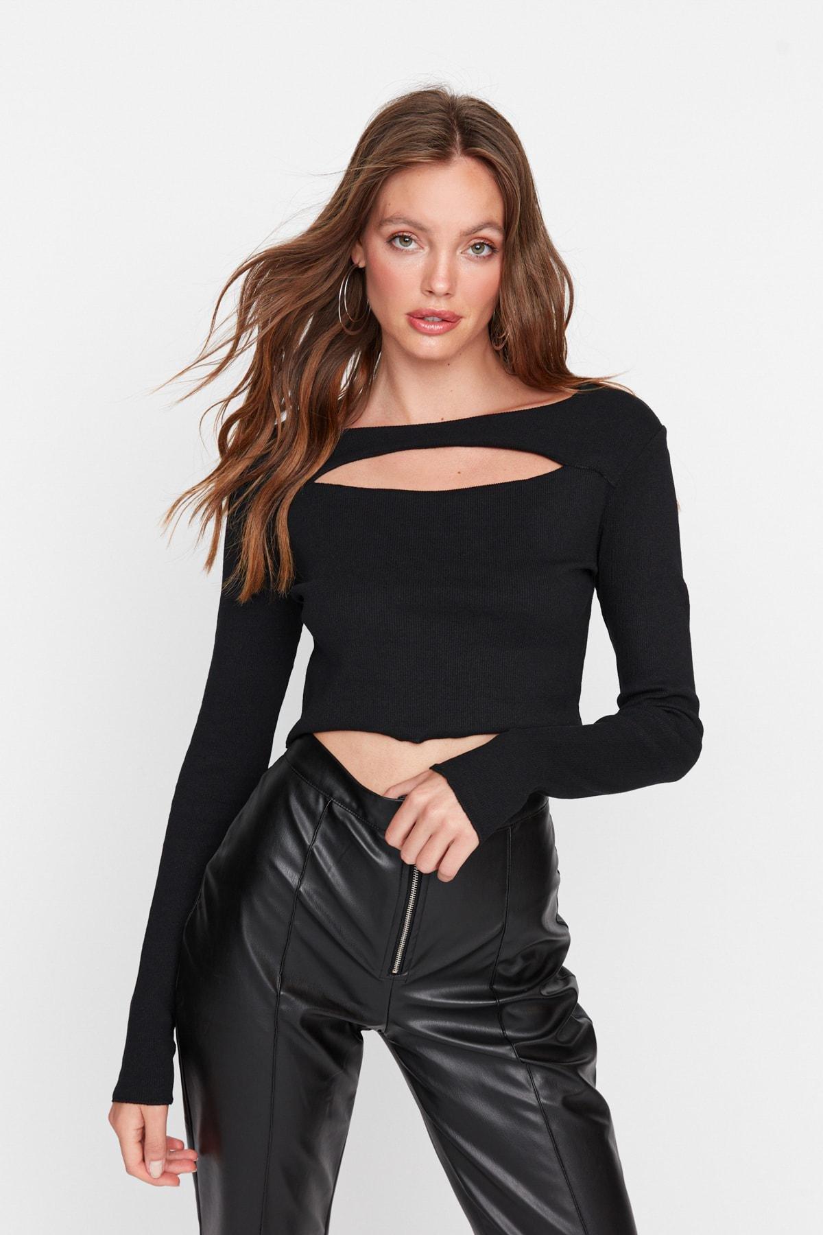 Black Fitted Blouse, , large image number 6