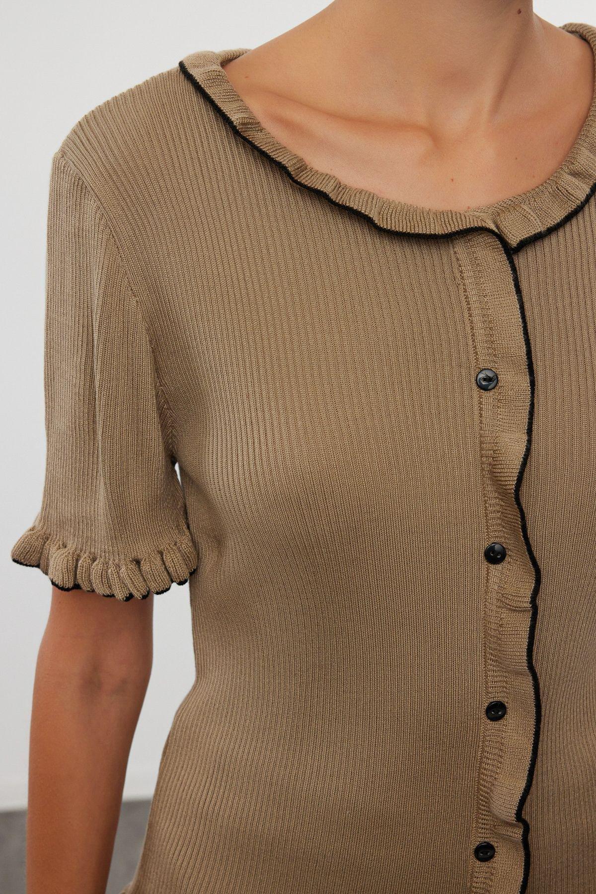 Mink Ruffle Detailed Knitwear Cardigan TWOAW25HI00203, , large image number 3