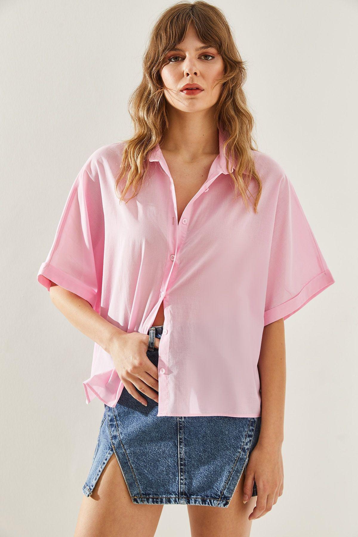Casual Plain Button Down Shirt, , medium