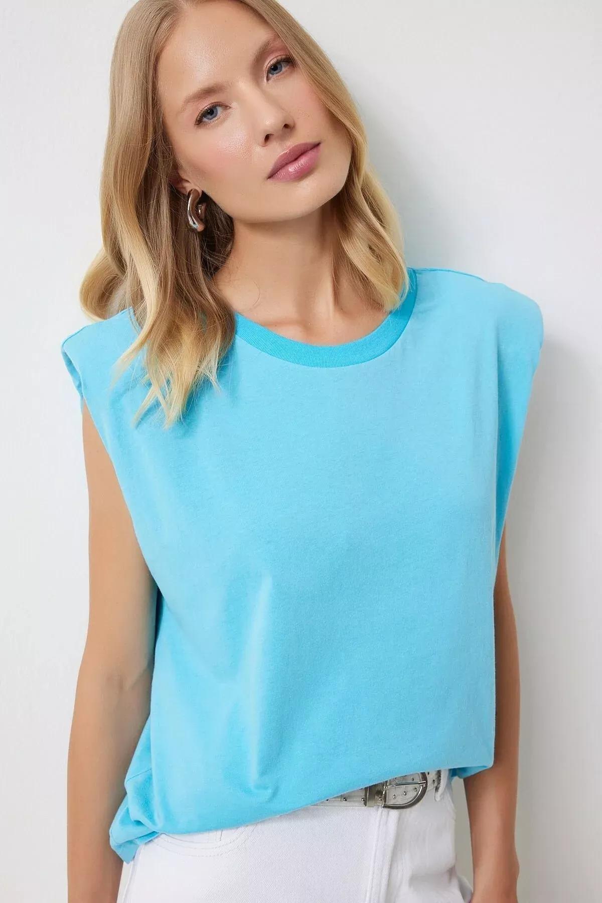 Blue Padded T-Shirt, Vivid Blue, large image number 1