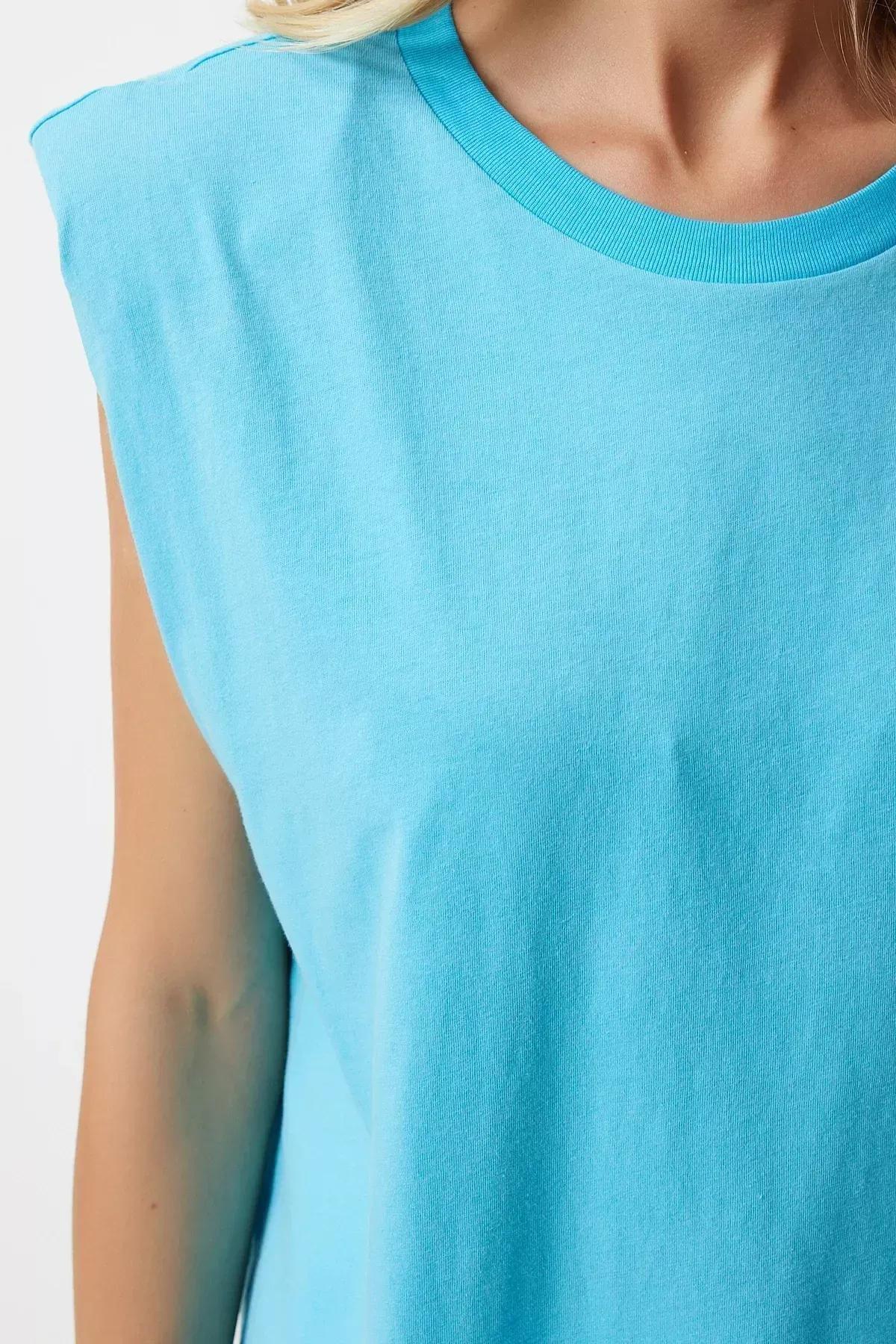 Blue Padded T-Shirt, Vivid Blue, large image number 4